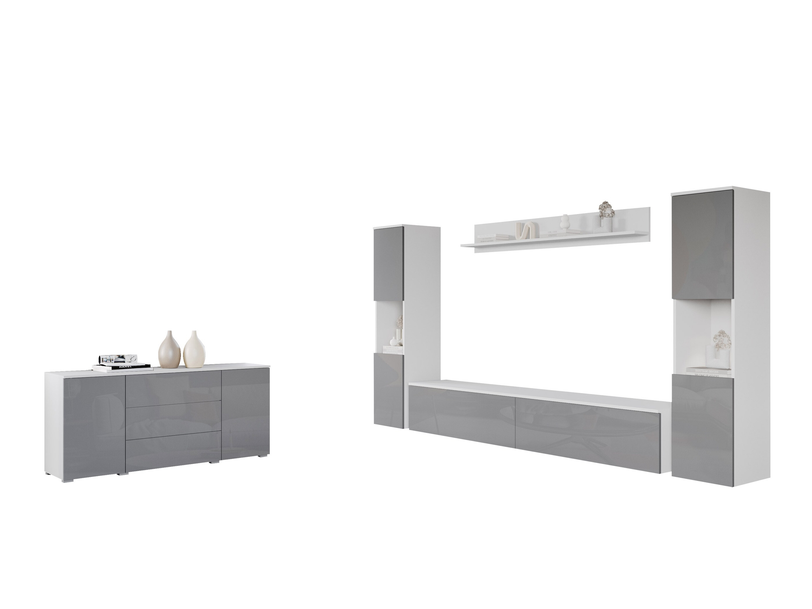 Set za dnevnu sobu Sarasota 133 (Belo + Sjajno belo)