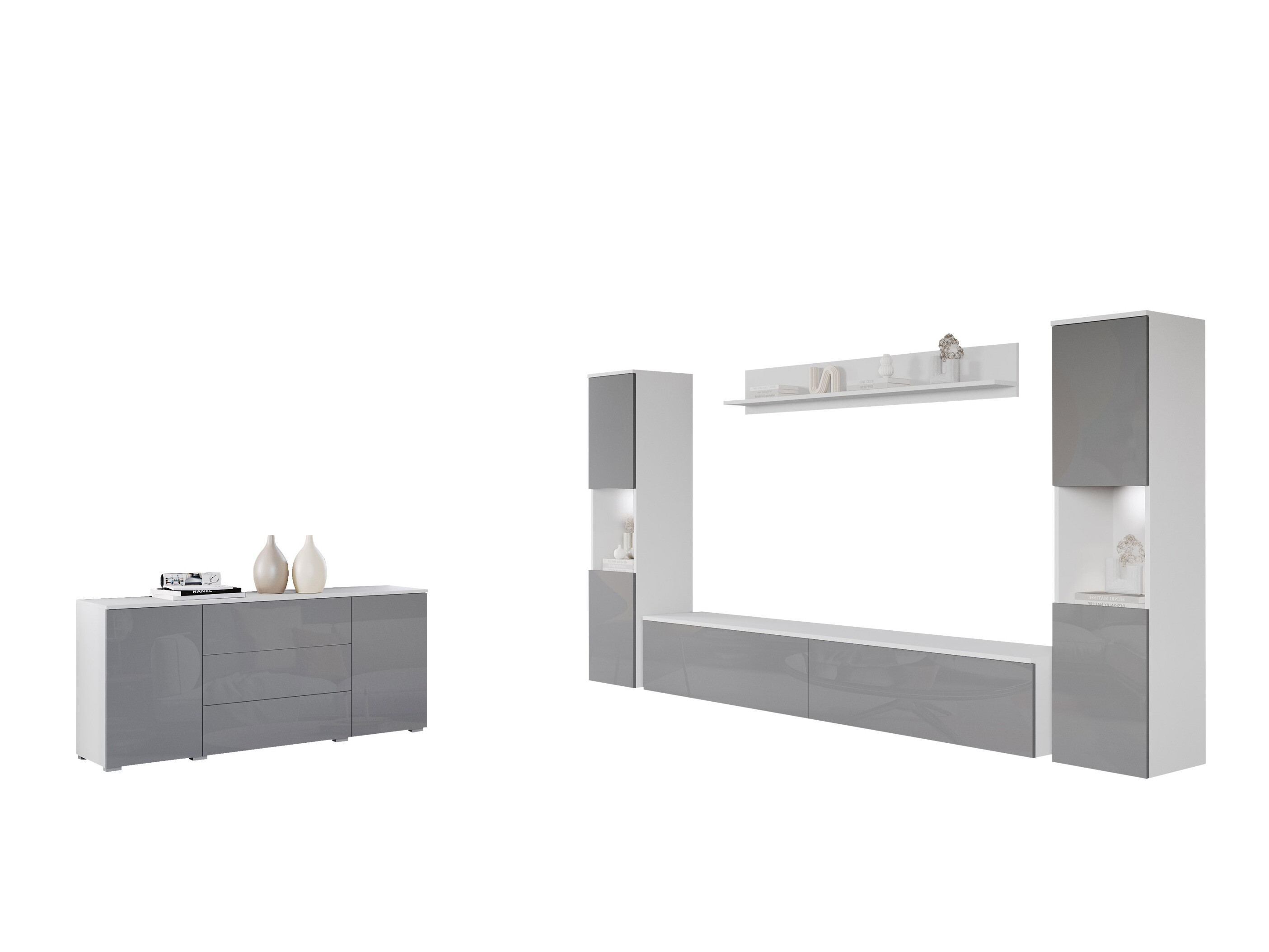 Set za dnevnu sobu Sarasota 133 (Belo + Sjajno belo)