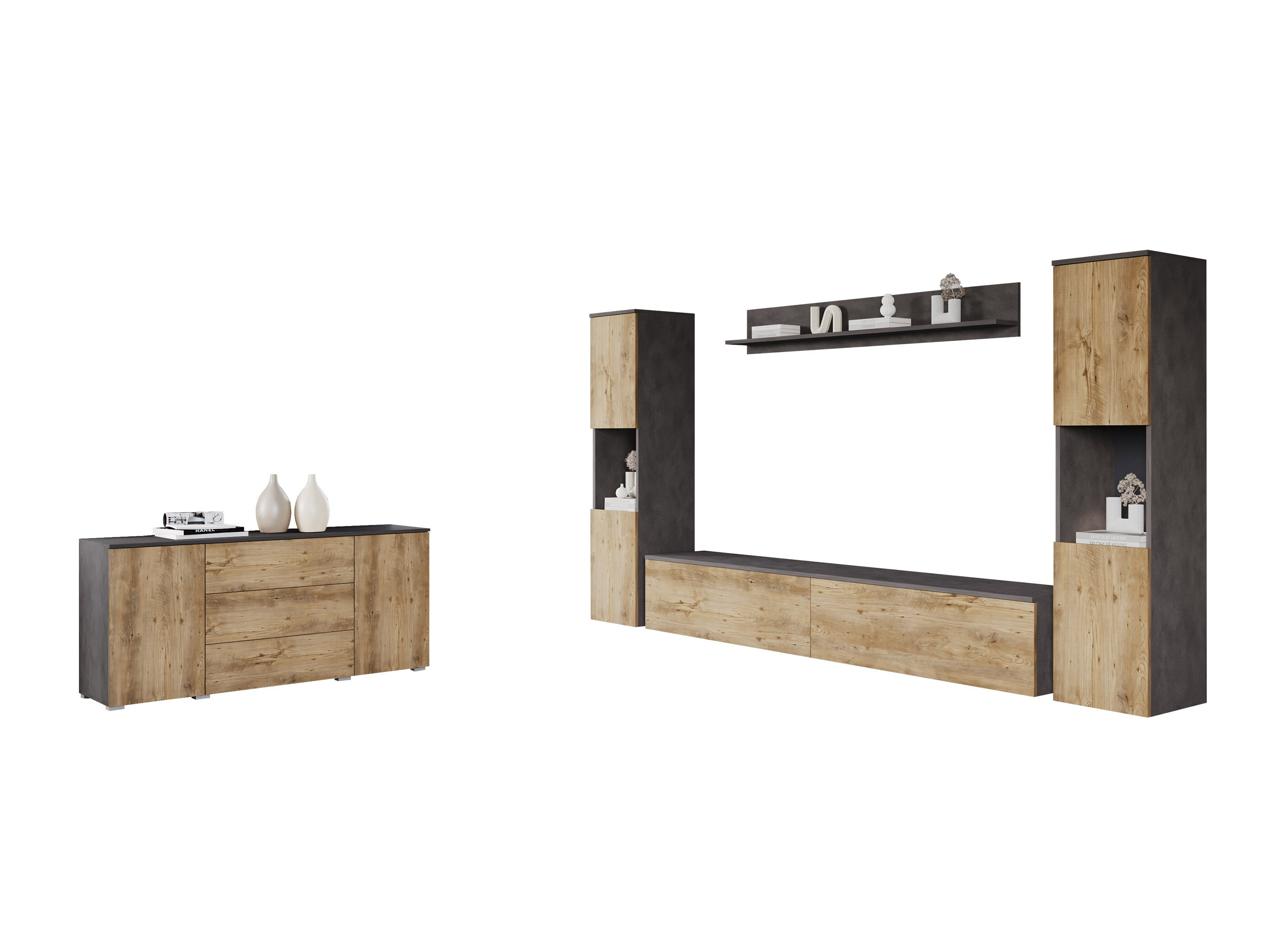 Set za dnevnu sobu Sarasota 133 (Matera siva + Kesten)