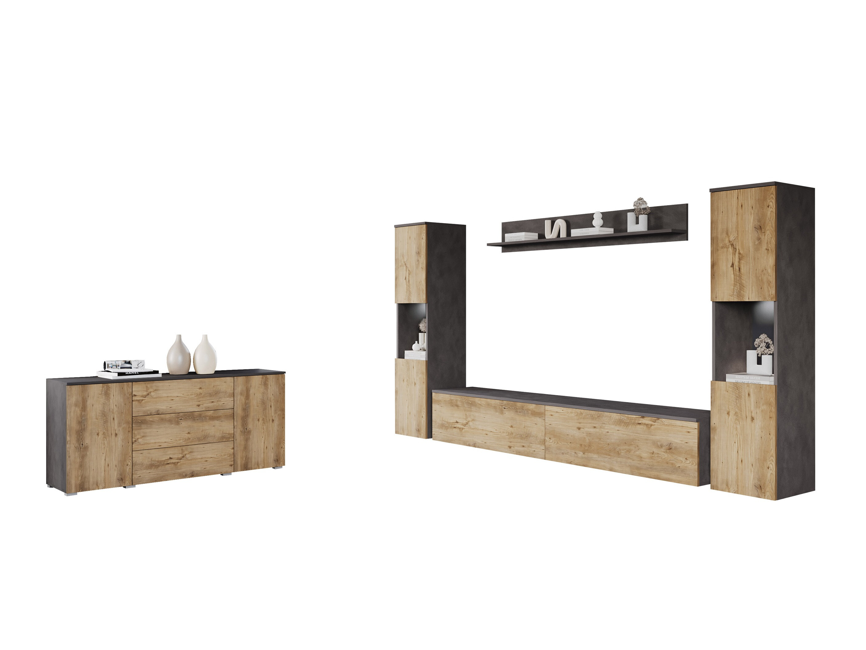 Set za dnevnu sobu Sarasota 133 (Matera siva + Kesten)