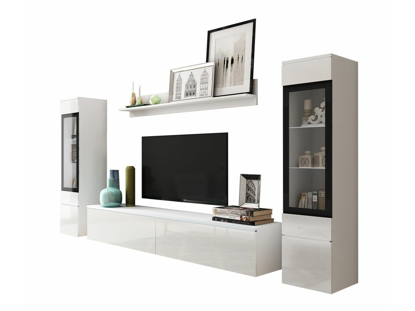 Set za dnevnu sobu Mirfivo 101 (Belo + Sjajno belo)