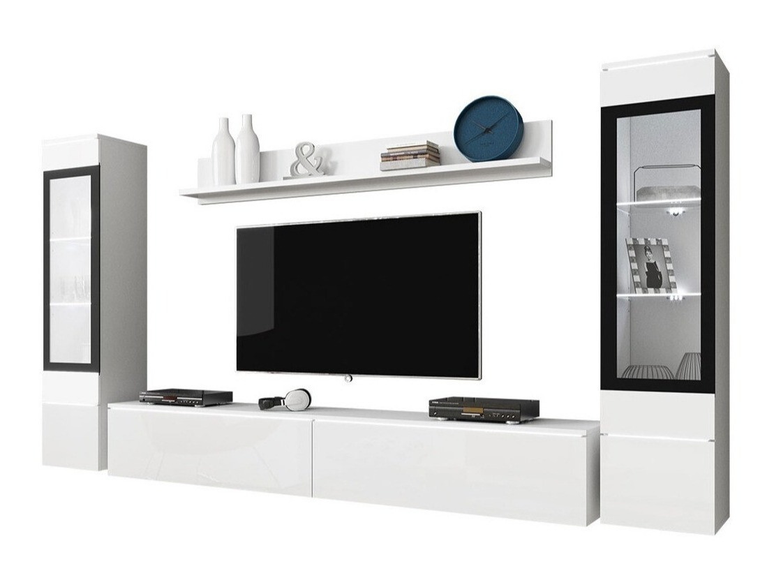 Set za dnevnu sobu Mirfivo 101 (Belo + Sjajno belo)