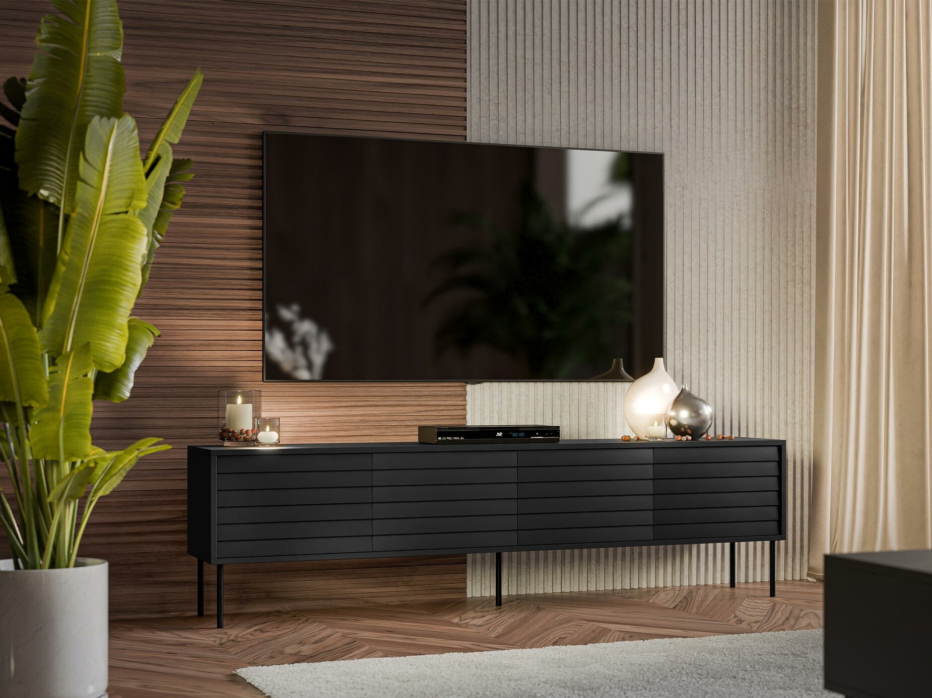 TV komoda Flosoru 105 (Crno)