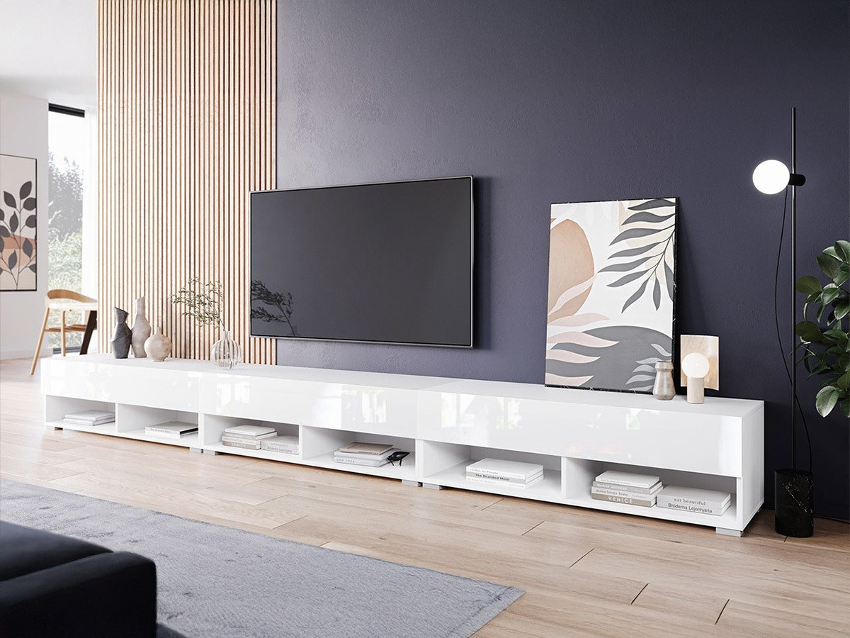 TV komoda Sarasota 144 (Belo + Sjajno belo)