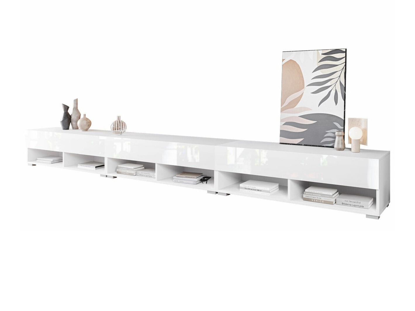 TV komoda Sarasota 144 (Belo + Sjajno belo)