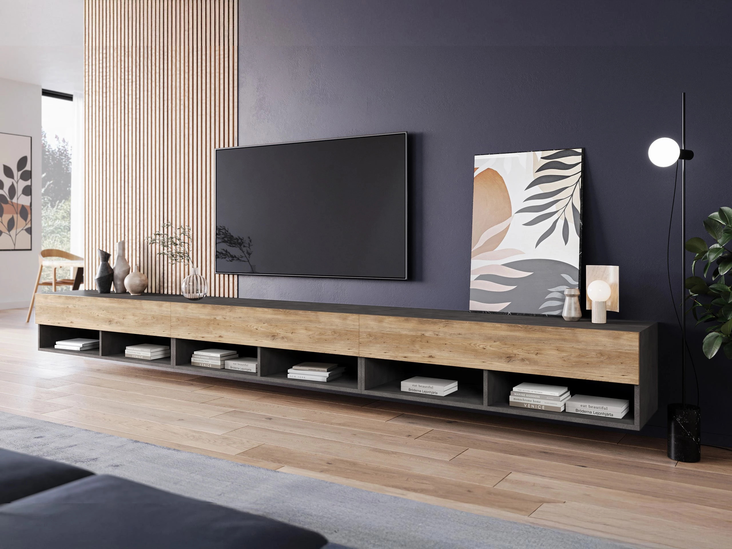 TV komoda Sarasota 144 (Matera siva + Kesten)