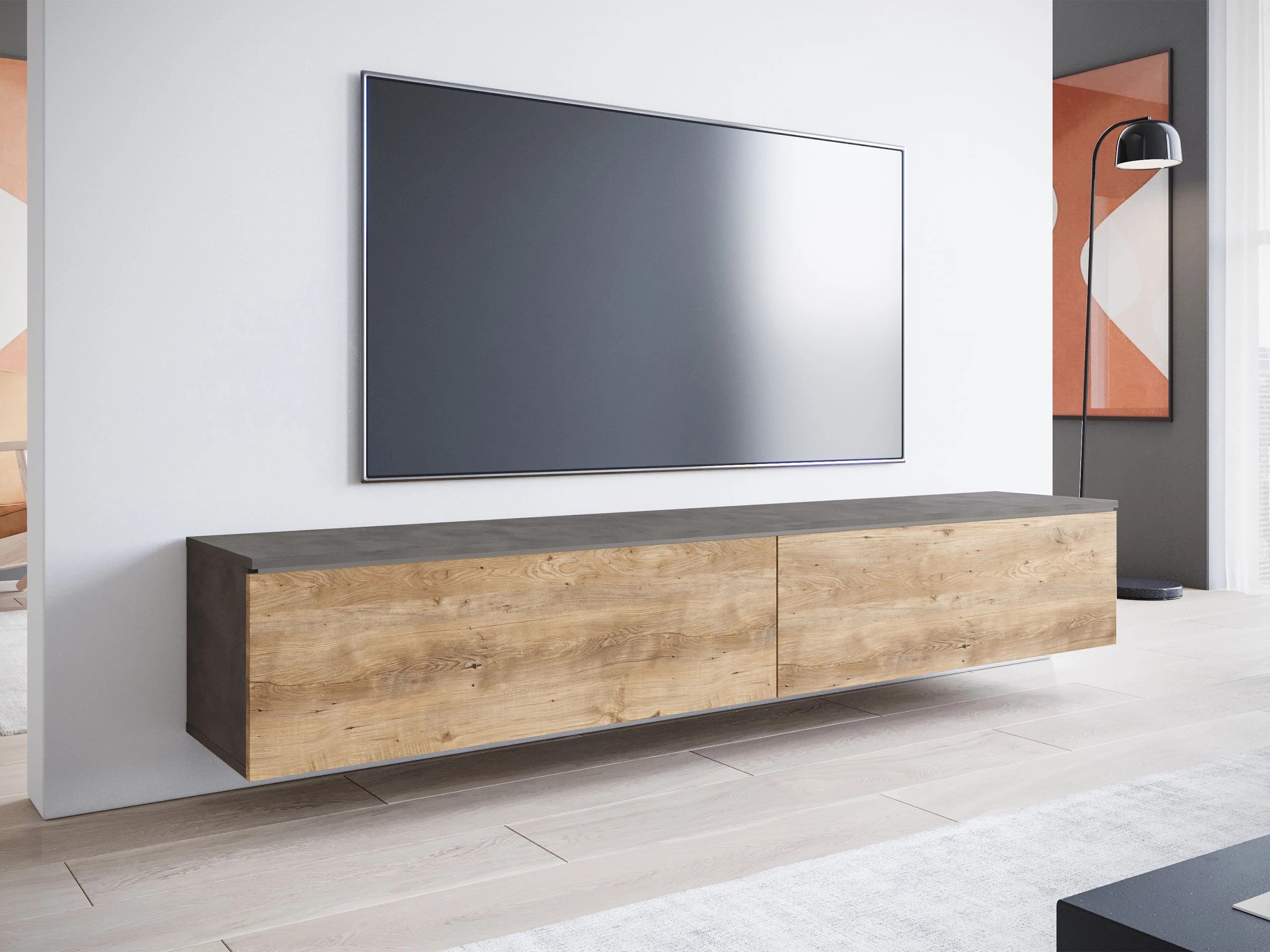 TV komoda Scientia I (Matera siva + Kesten)