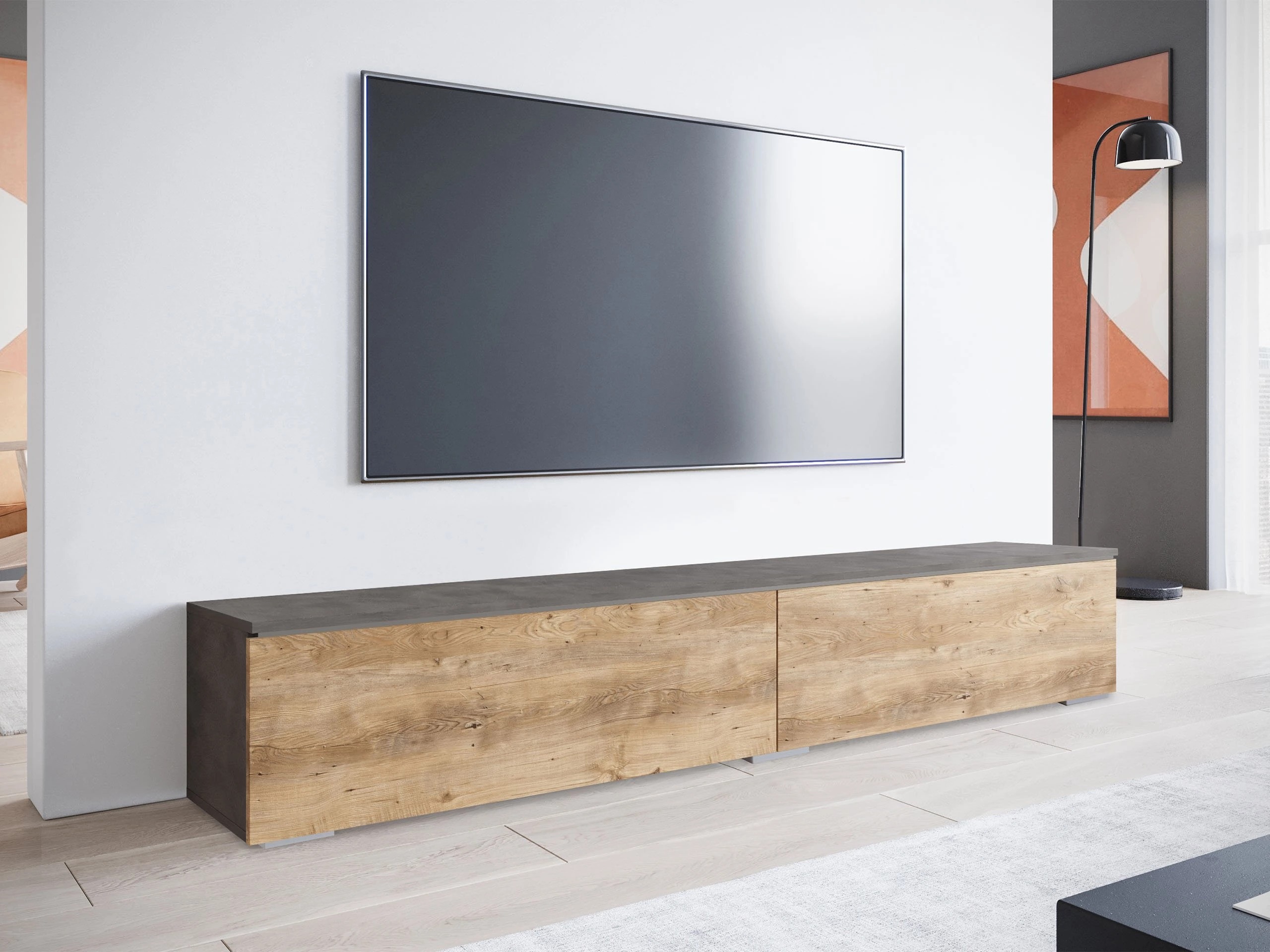 TV komoda Scientia I (Matera siva + Kesten)