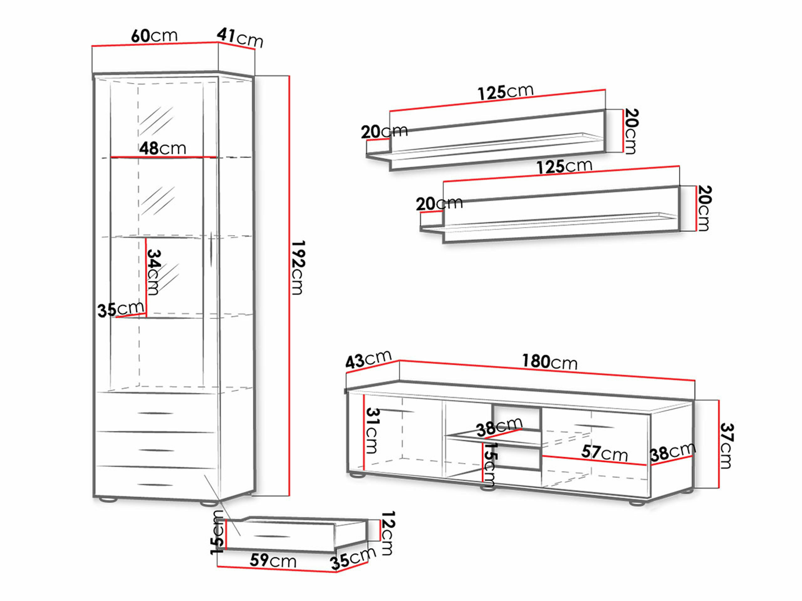 Set za dnevnu sobu Tornola 107 (Kašmir + Crno)