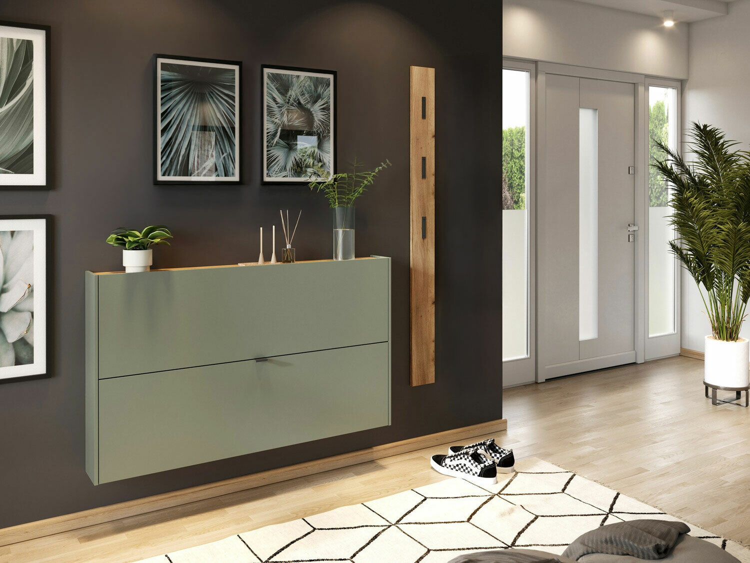 Set za hodnik Cirsale 109 (Prašnjavo zelena + Navarra hrast)