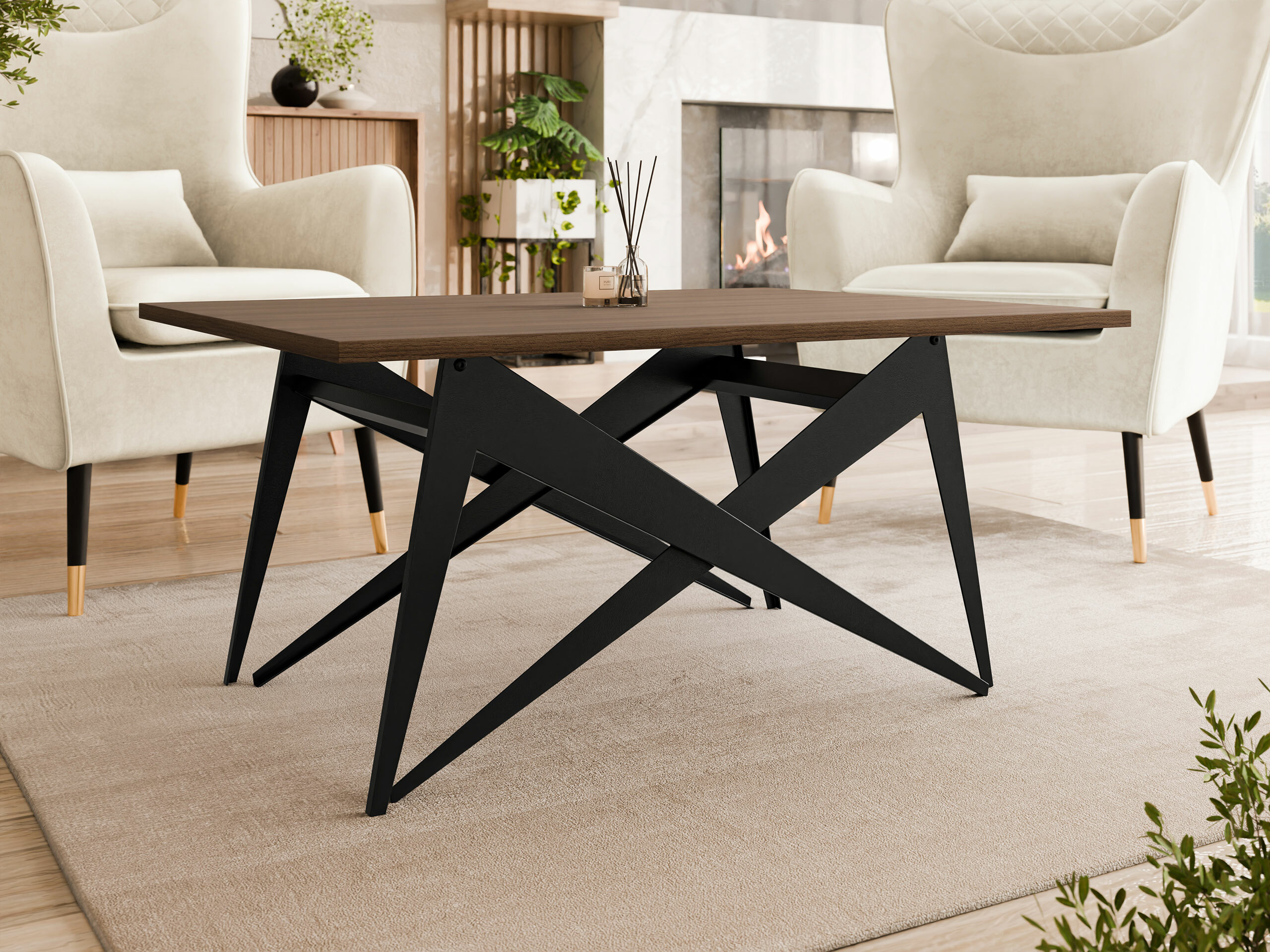 Modularni stočić za kafu Oswego 150 (Orah + Crno)