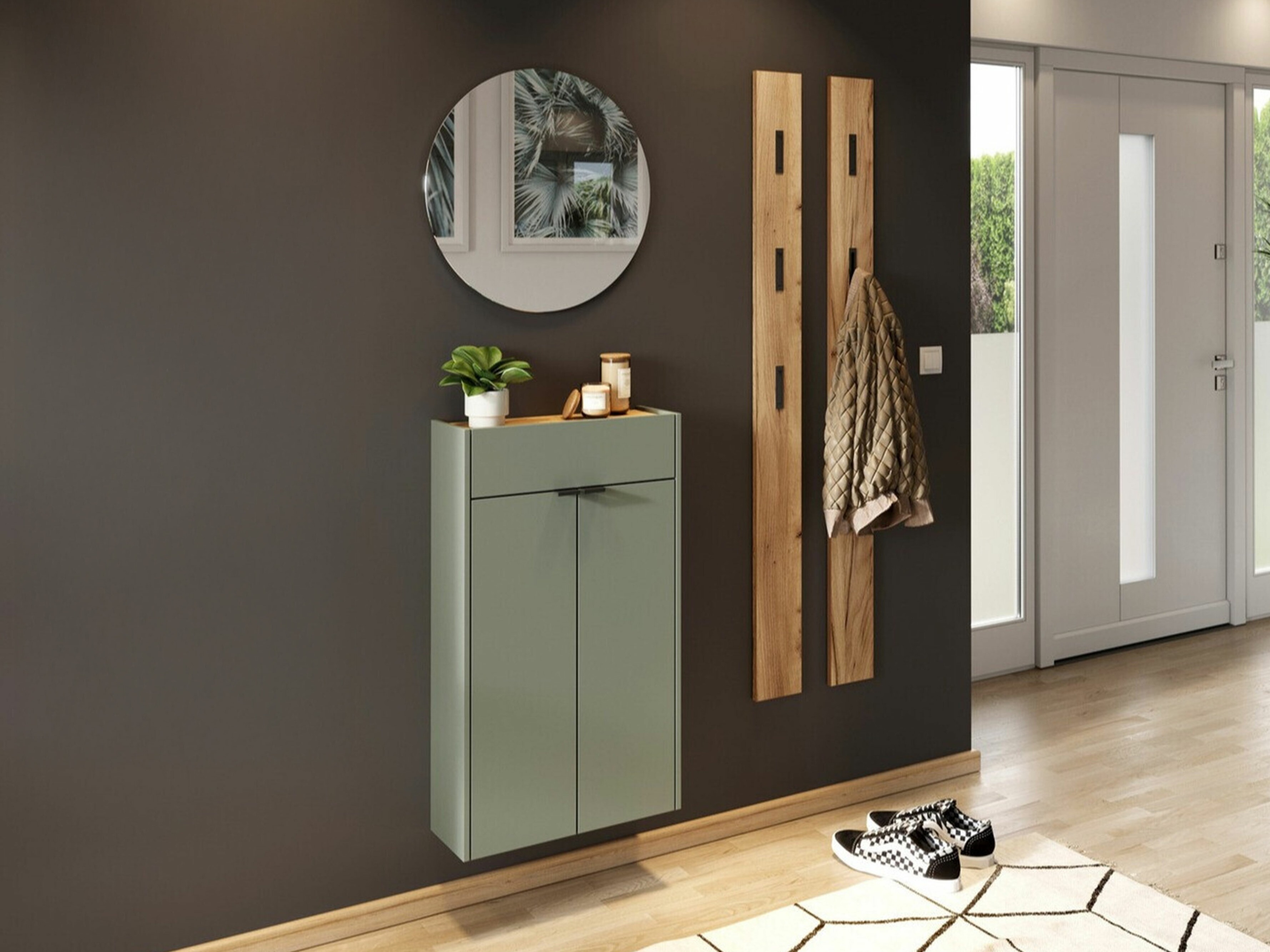 Set za hodnik Cirsale 104 (Prašnjavo zelena + Navarra hrast)