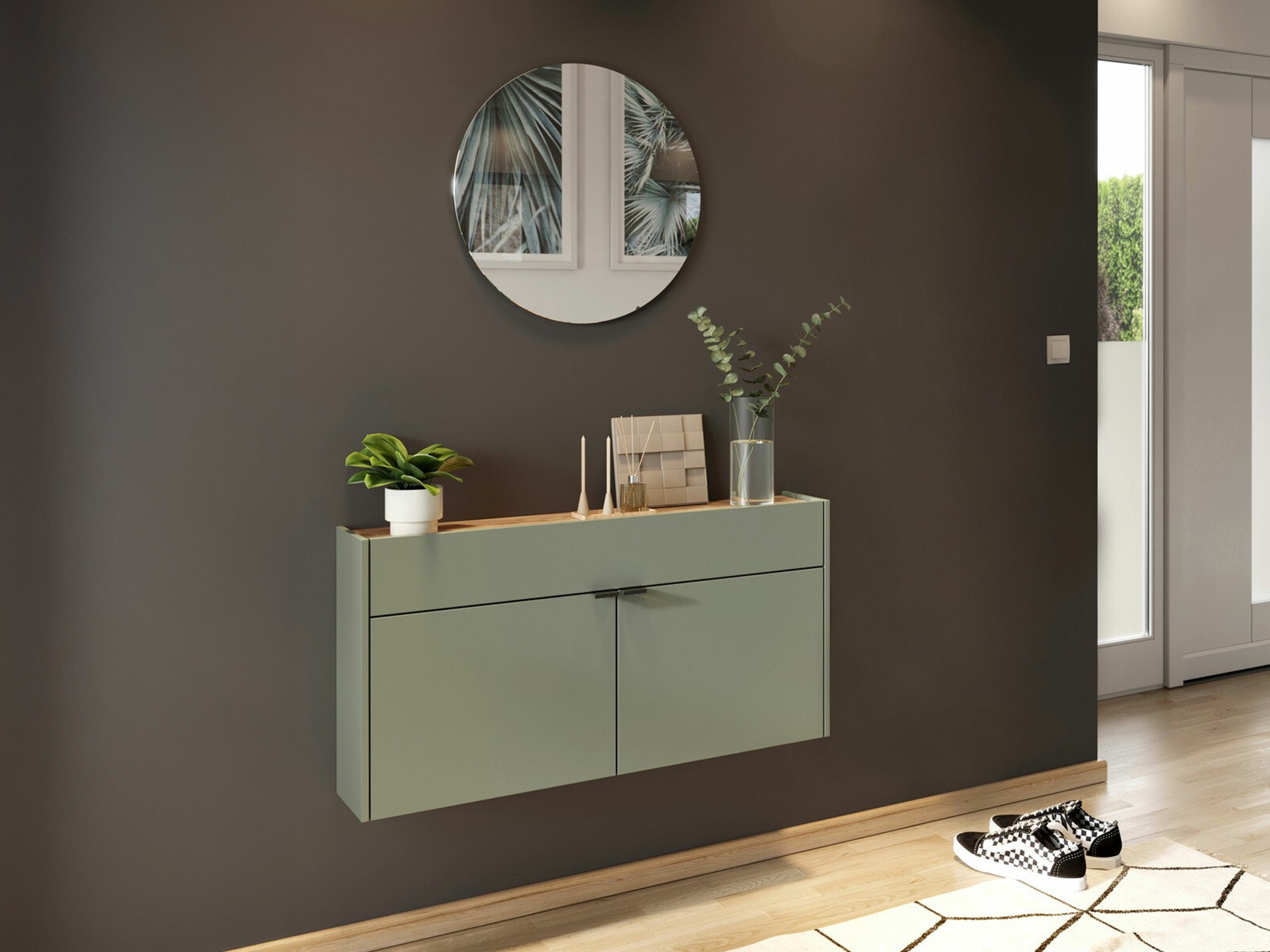 Set za hodnik Cirsale 106 (Прашњаво зелена + Navarra hrast)