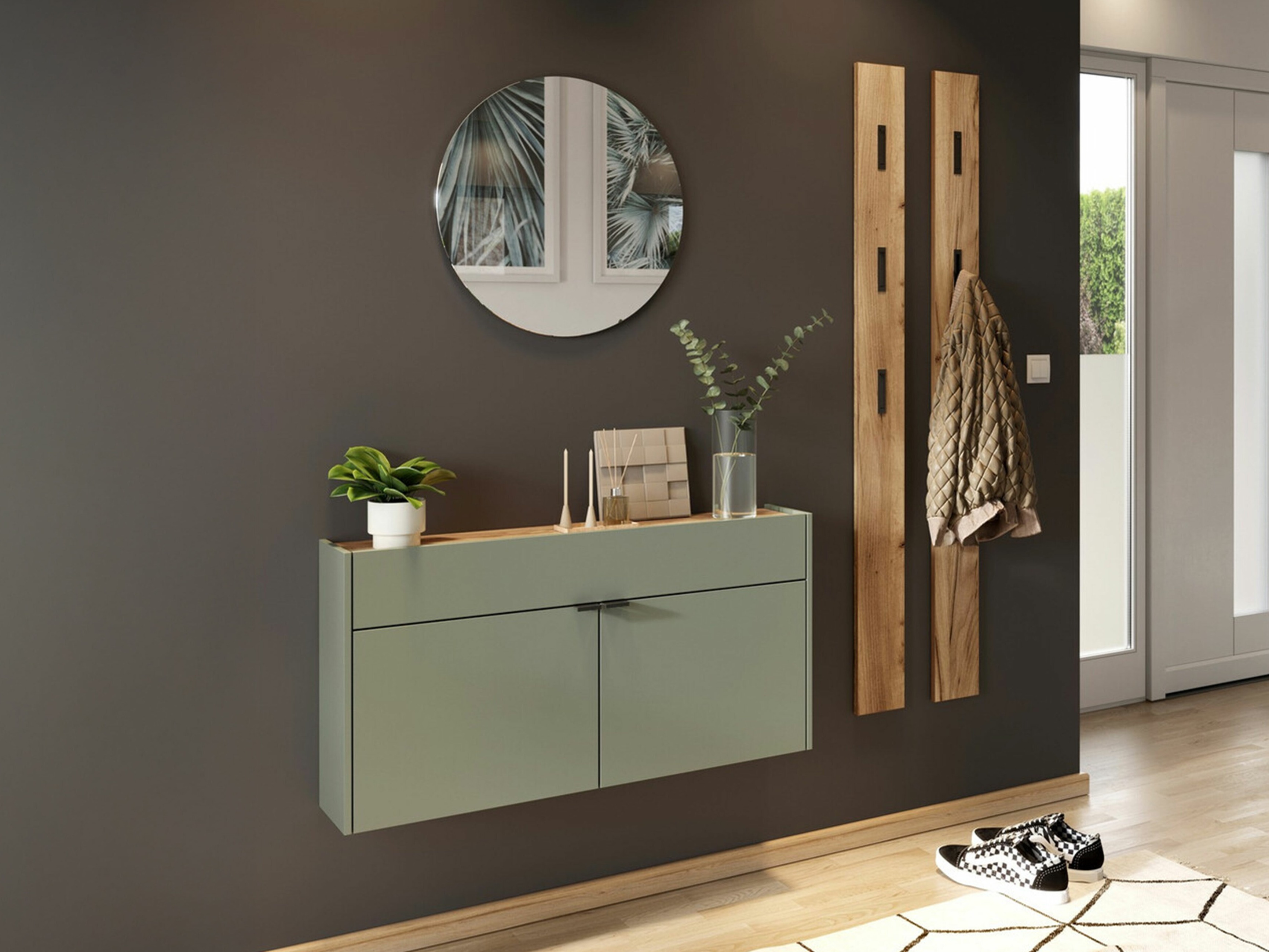 Set za hodnik Cirsale 106 (Prašnjavo zelena + Navarra hrast)