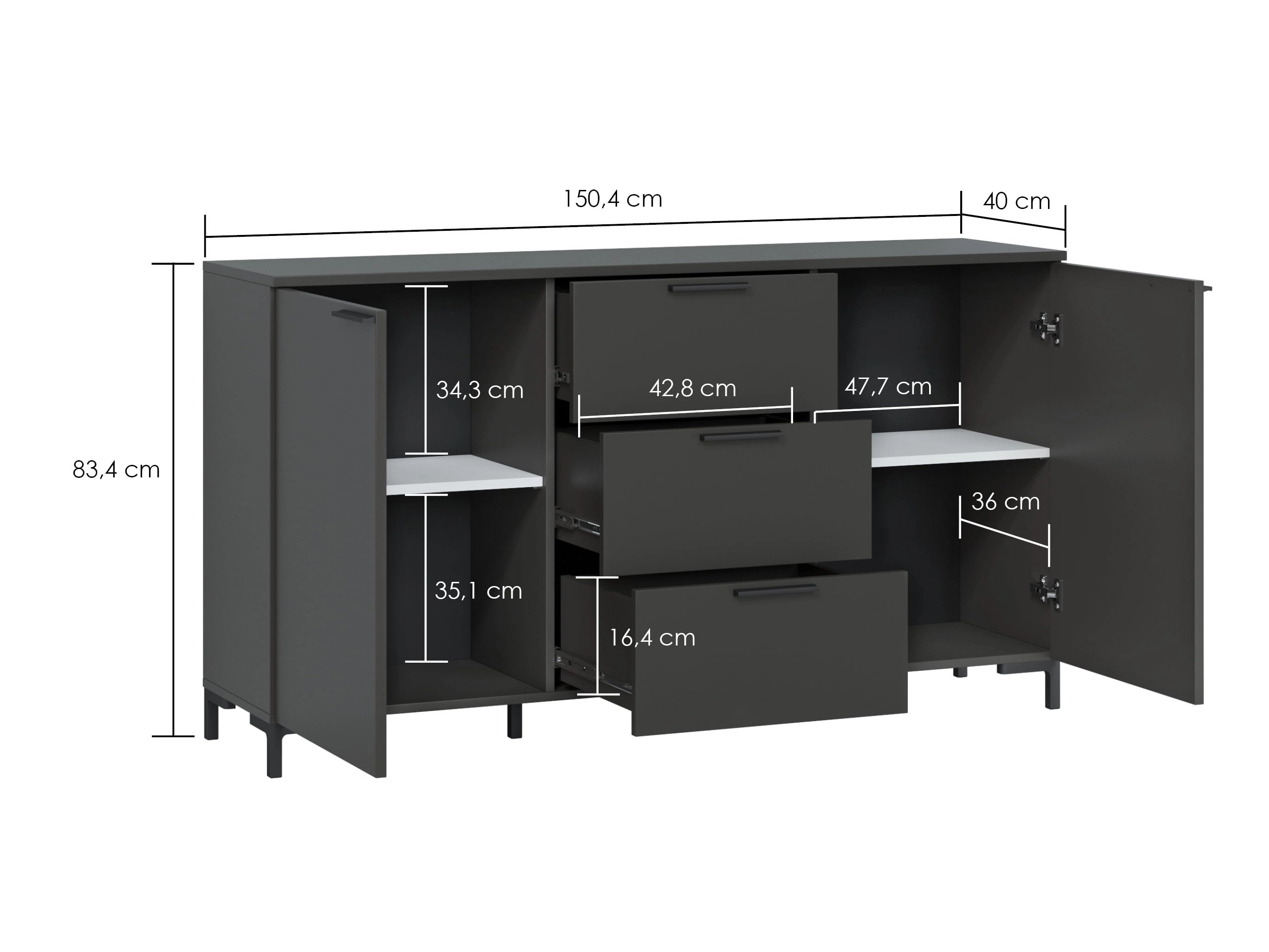 Komoda Salnola 101 (Sivo)