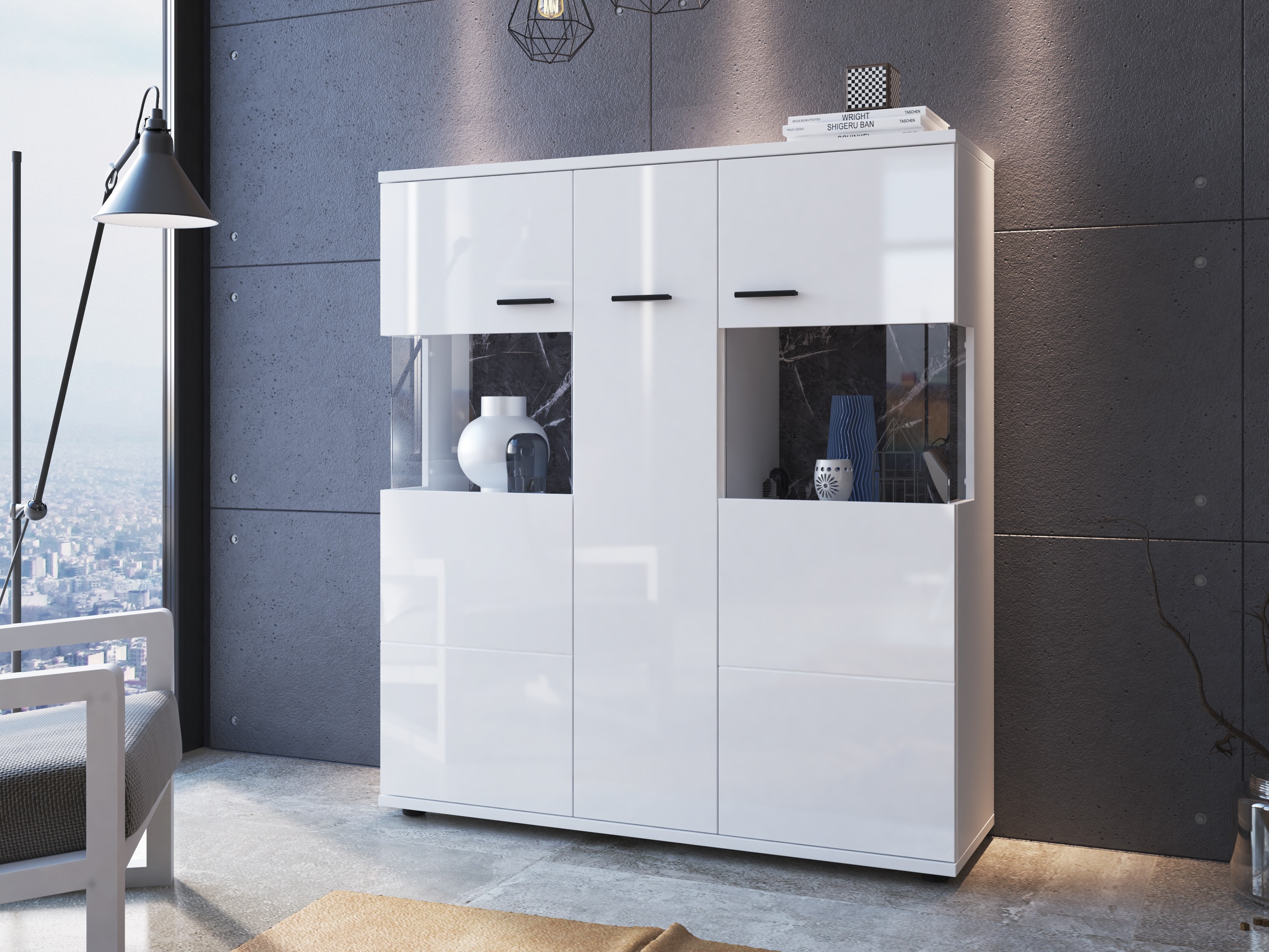 Polica Ontario 169 (Sjajno belo + Belo)