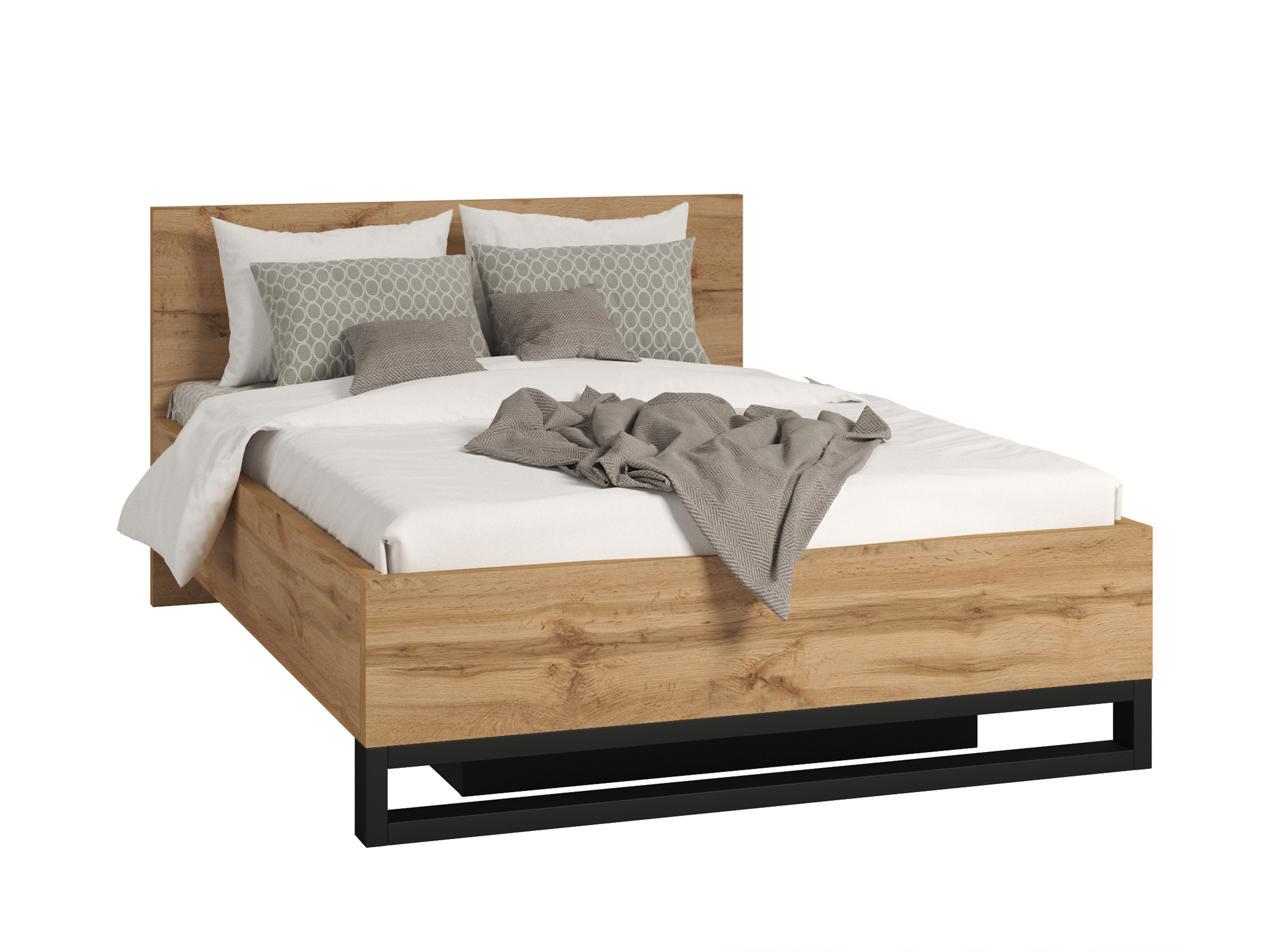 Krevet Avicavu 118 (Hrast Votan + Crno)