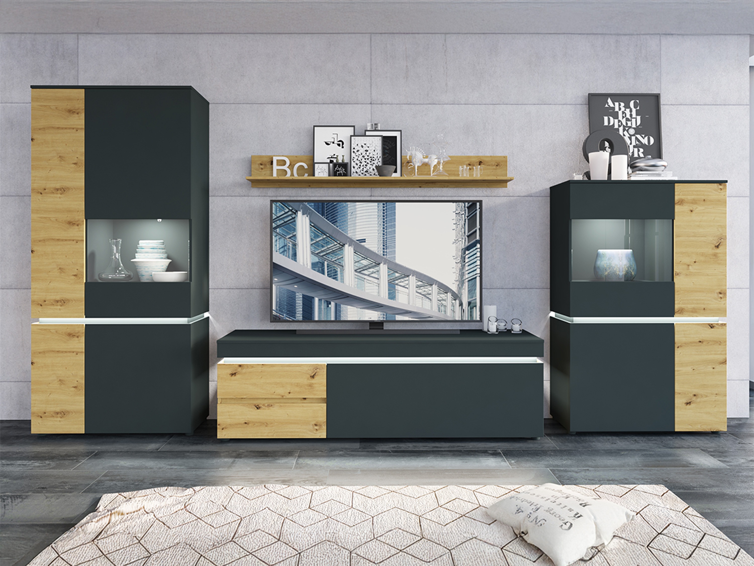 Set za dnevnu sobu Ontario 176 (Artisan hrast + Sivo)