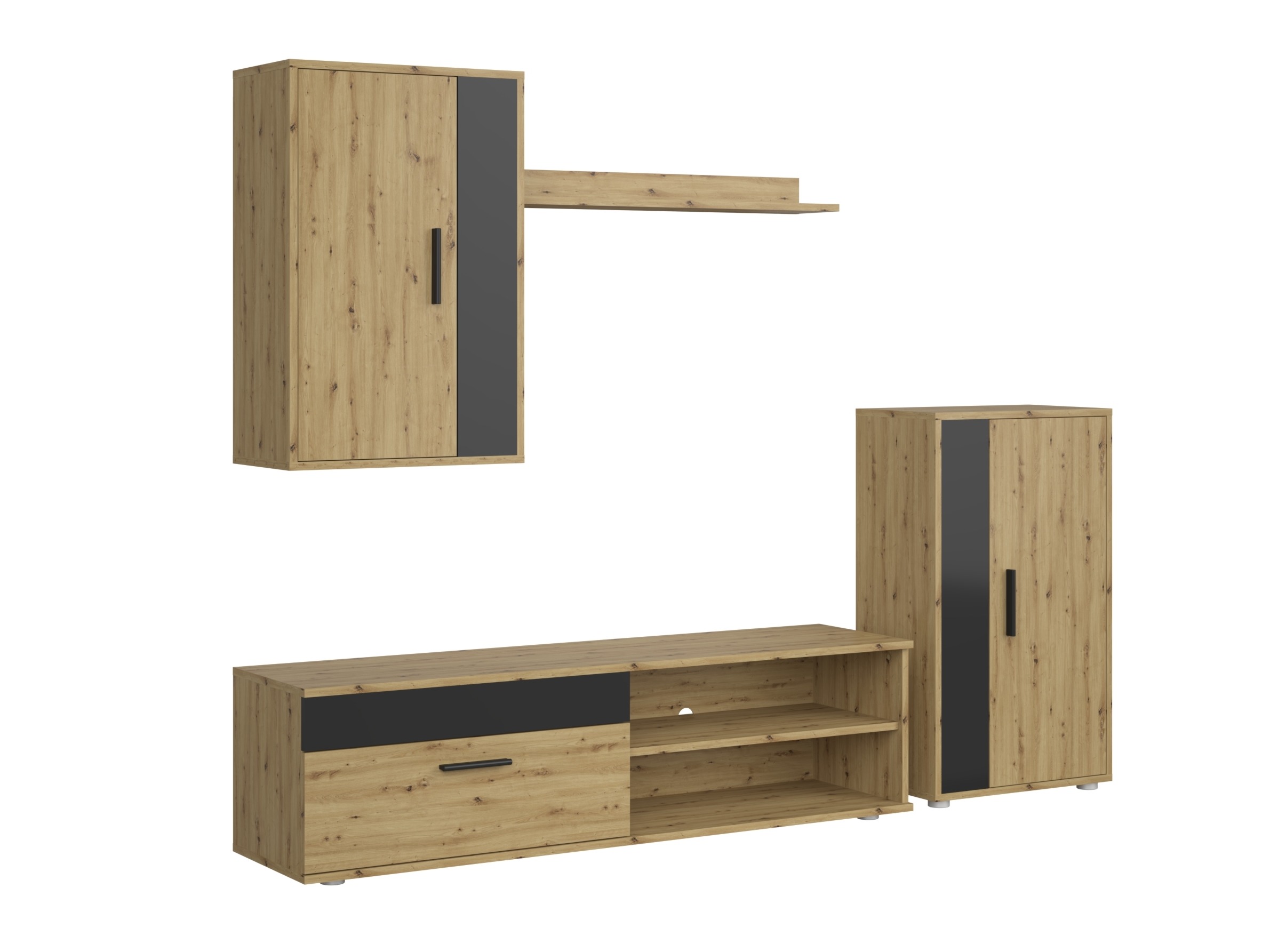 Set za dnevnu sobu Houston 2087 (Crno + Artisan hrast)