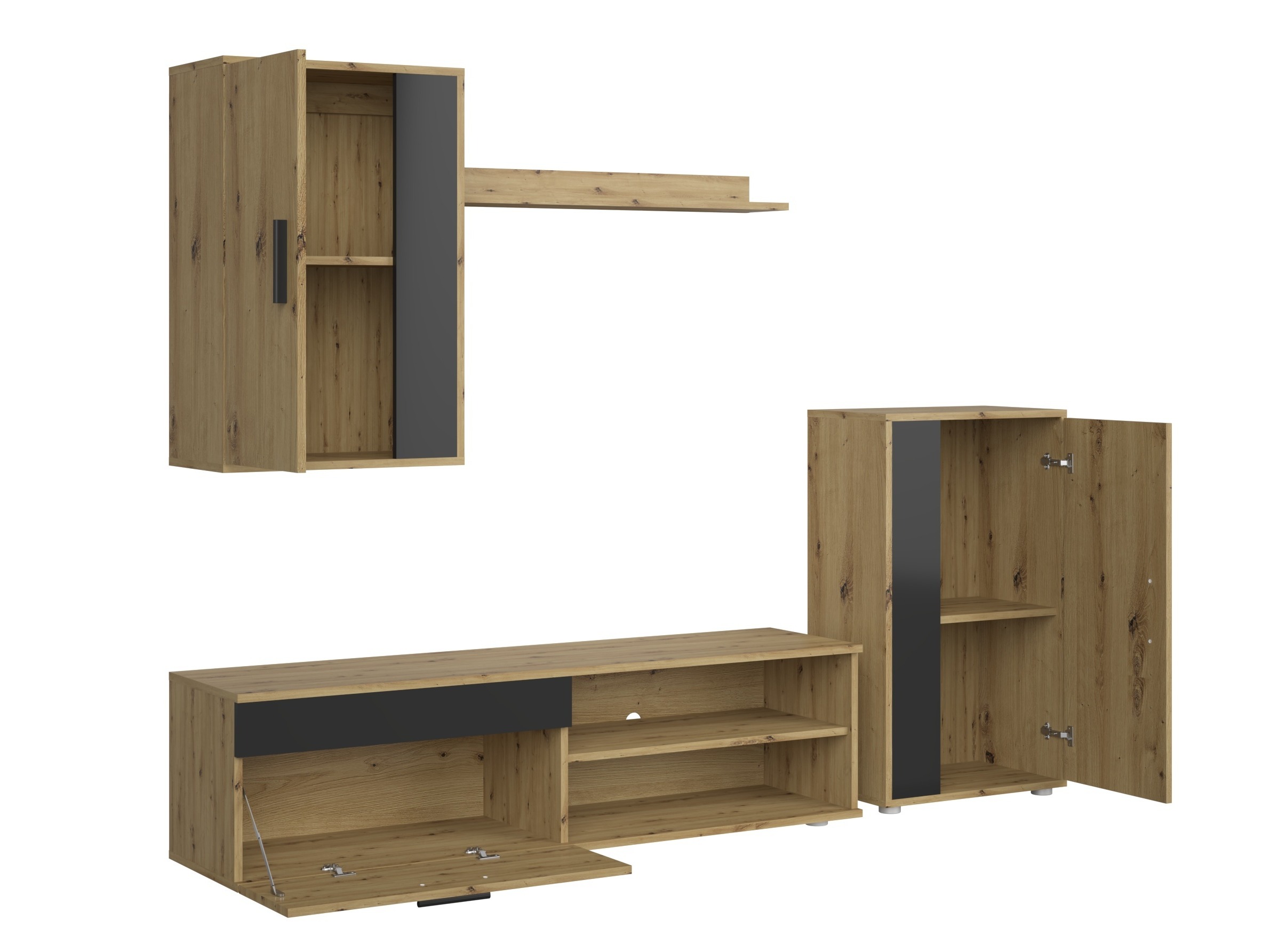 Set za dnevnu sobu Houston 2087 (Crno + Artisan hrast)