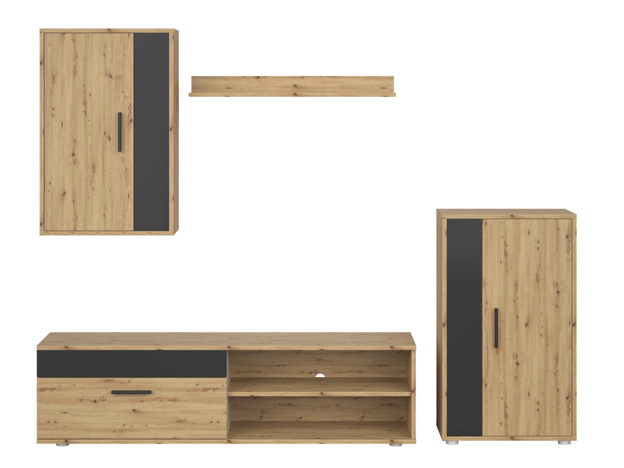 Set za dnevnu sobu Houston 2087 (Crno + Artisan hrast)