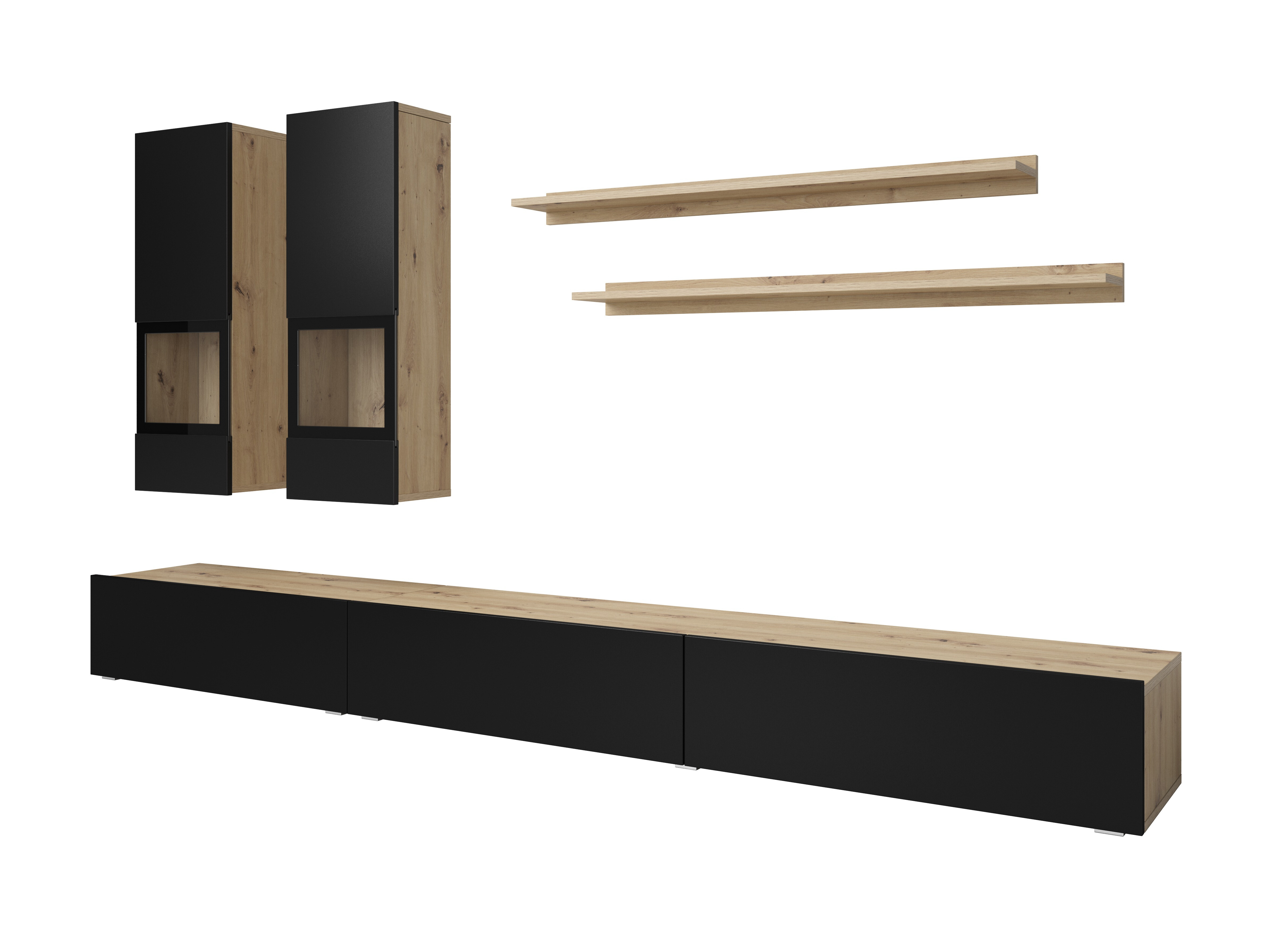 Set za dnevnu sobu Serodeu 104 (Artisan hrast + Mat crna)