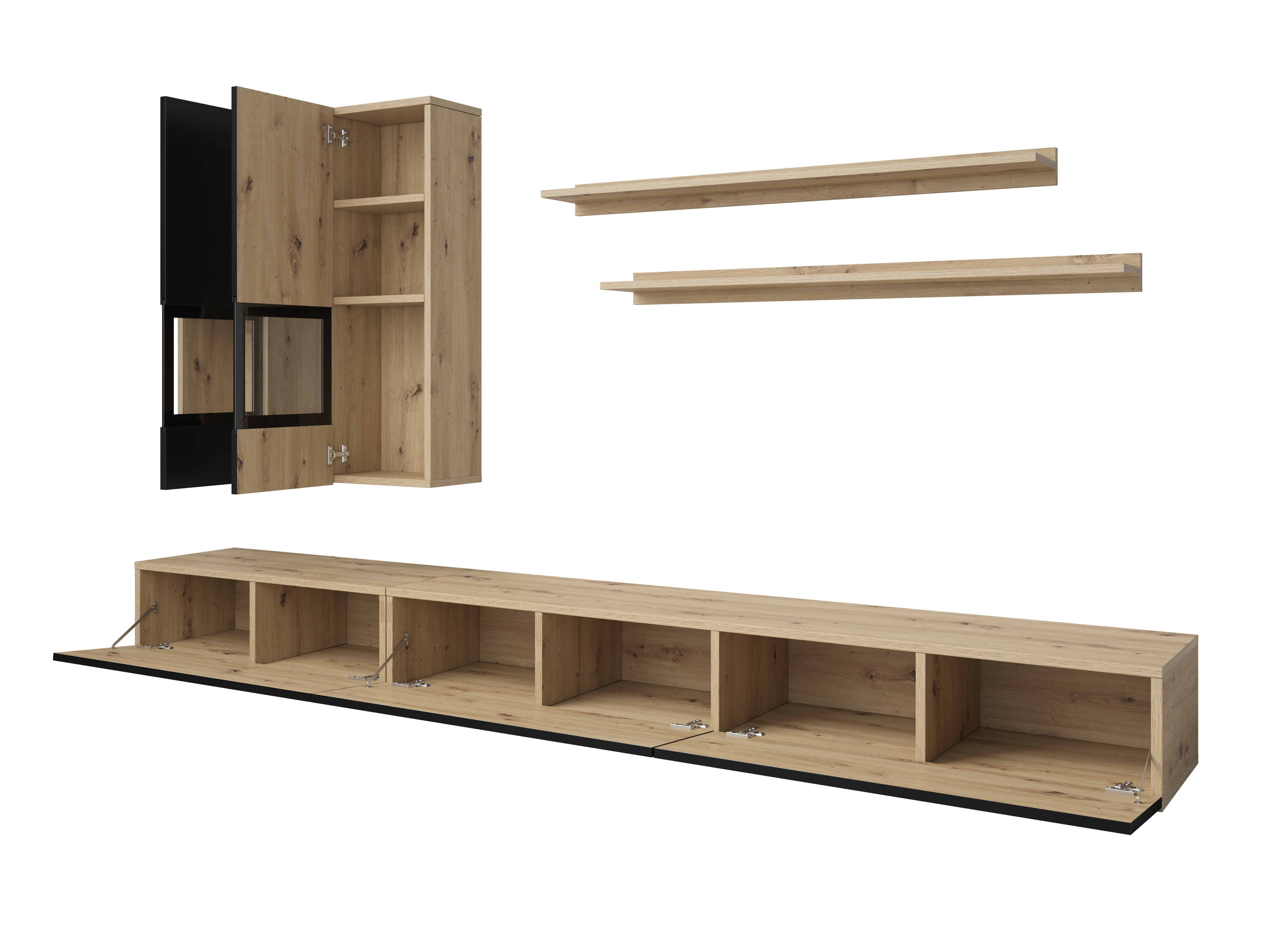 Set za dnevnu sobu Serodeu 104 (Artisan hrast + Mat crna)