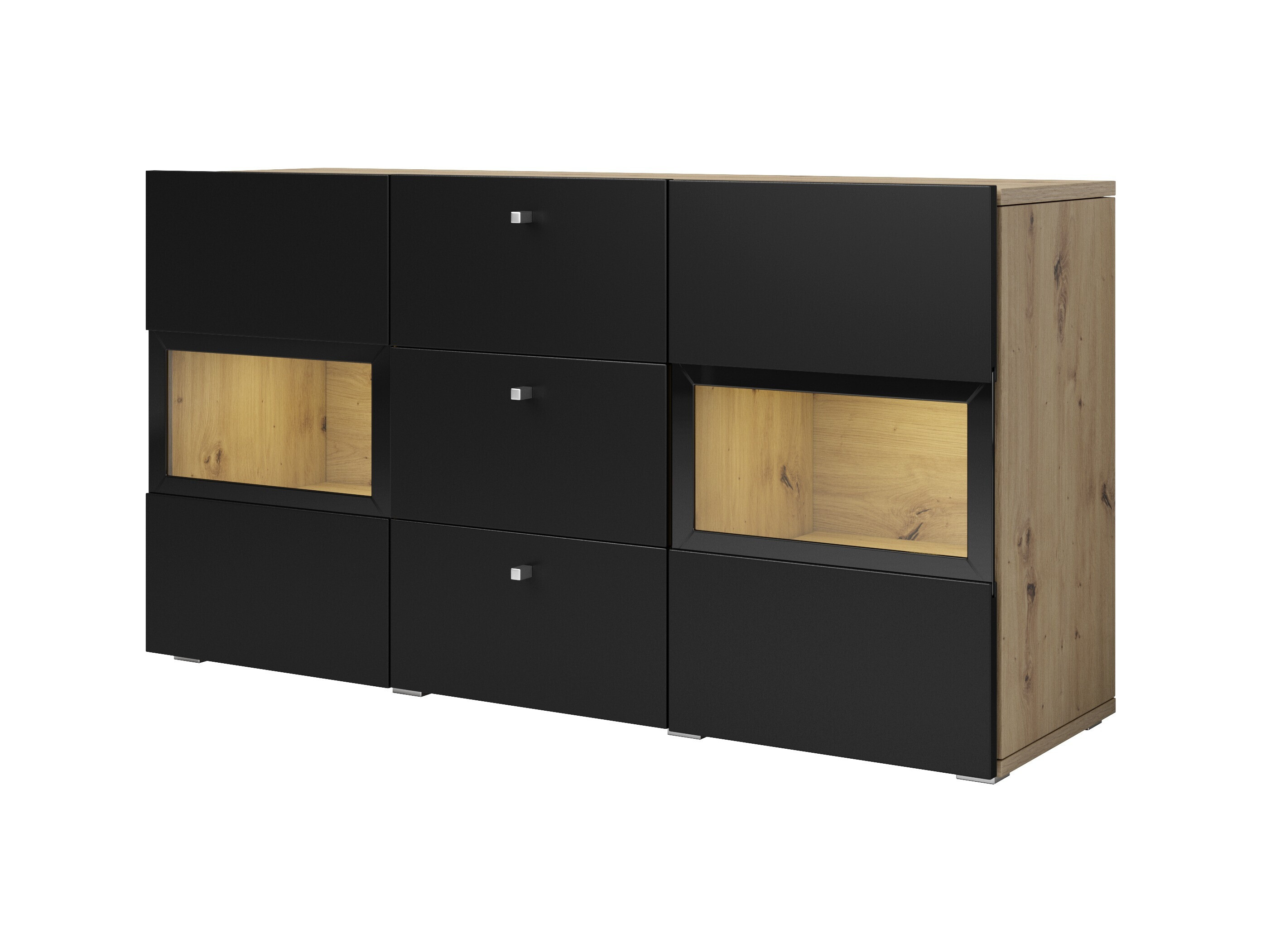 Set za dnevnu sobu Serodeu 104 (Artisan hrast + Mat crna)