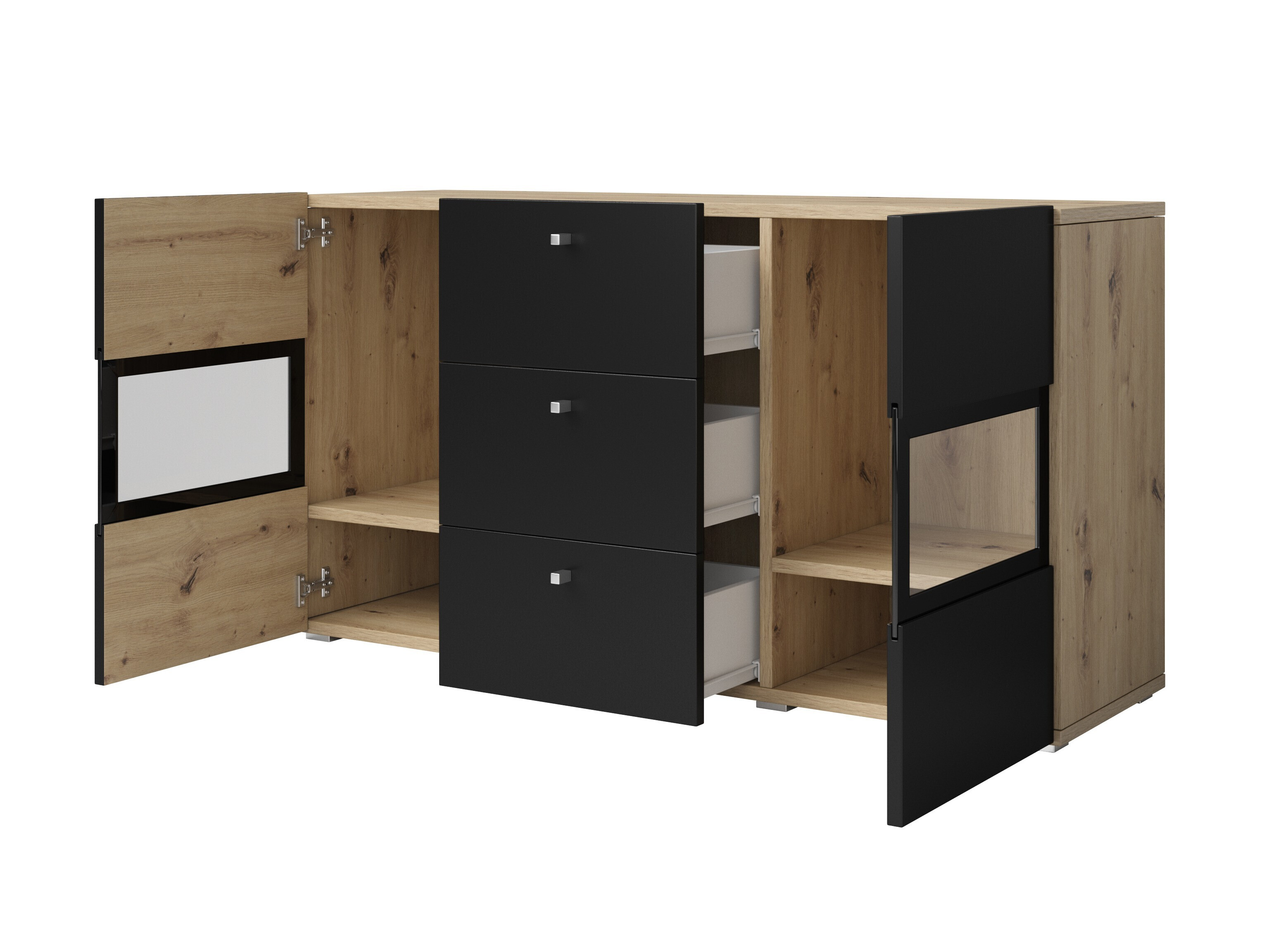 Set za dnevnu sobu Serodeu 104 (Artisan hrast + Mat crna)