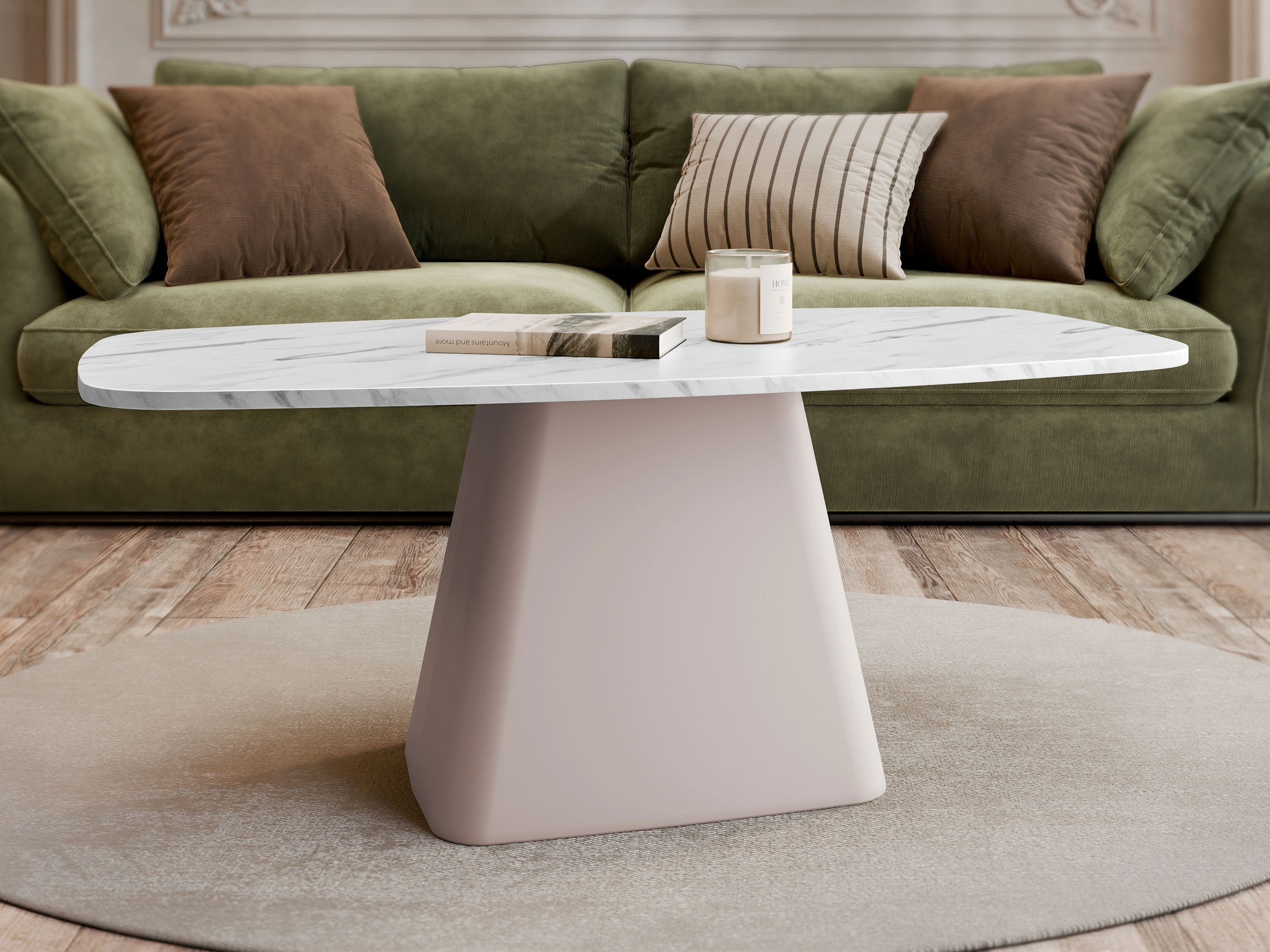 Stočić za kafu Oswego 158 (Beli mermer + Kašmir)