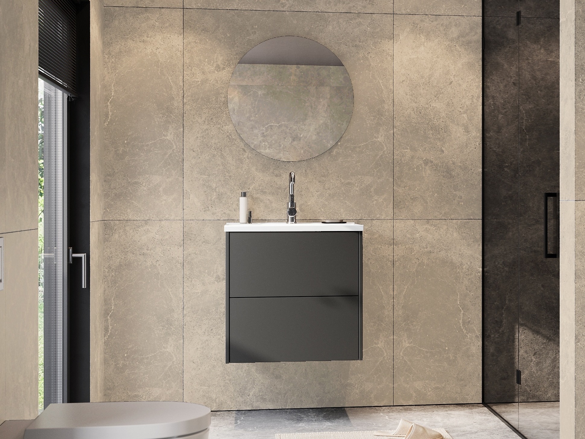 Zidni kupatilski ormarić za umivaonik Sacramento 522 (Grafit)