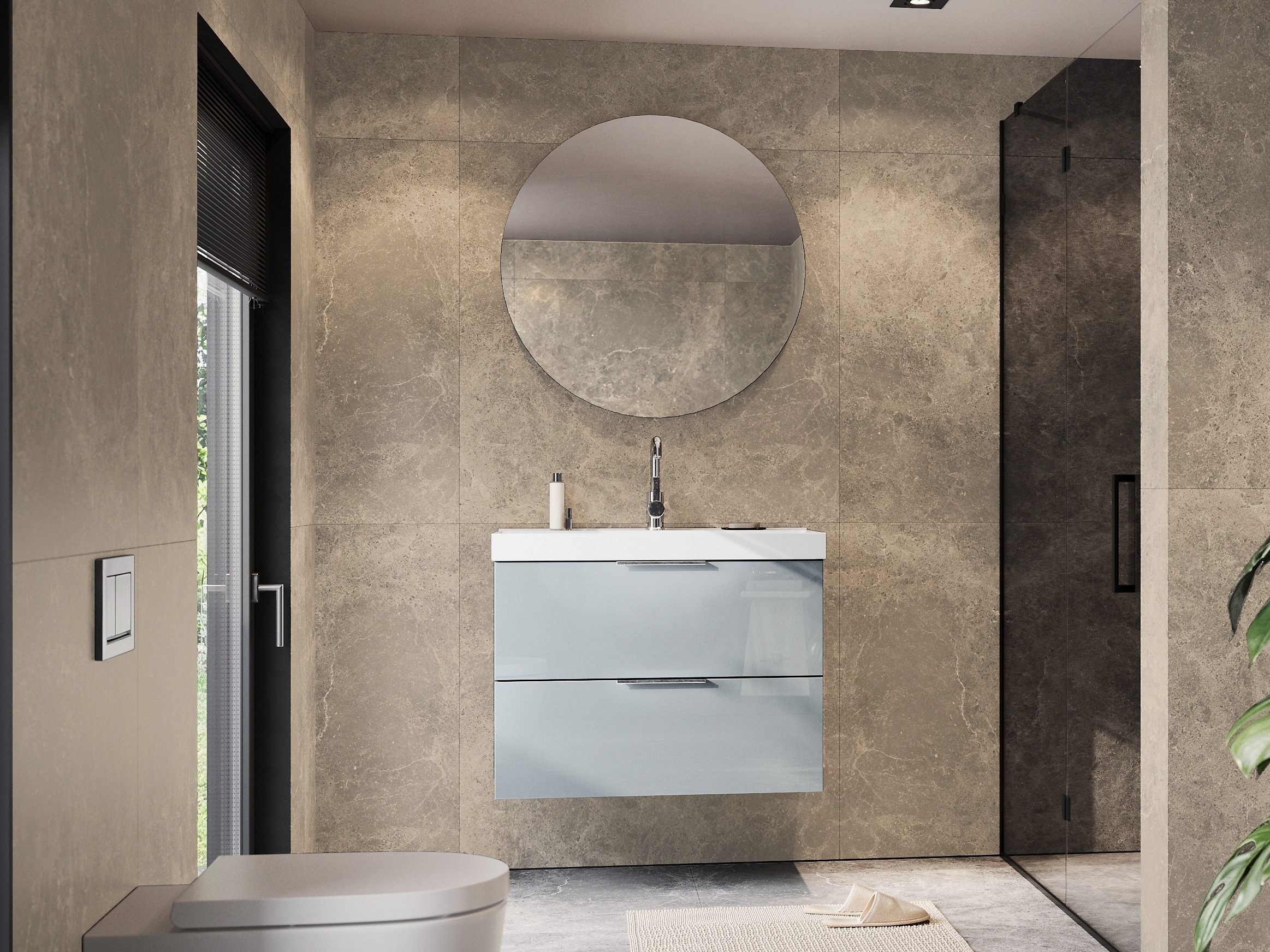 Viseći kupatilski element za lavabo Sacramento 528 (Glossy gray)