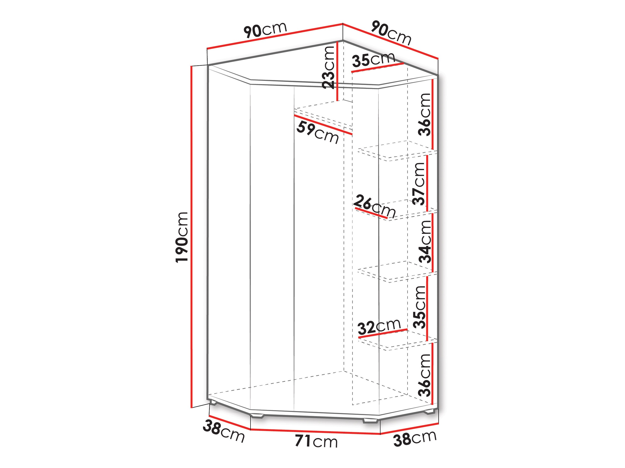 Ugaoni ormar Camteso 100 (Crno + Hrast + Bež)