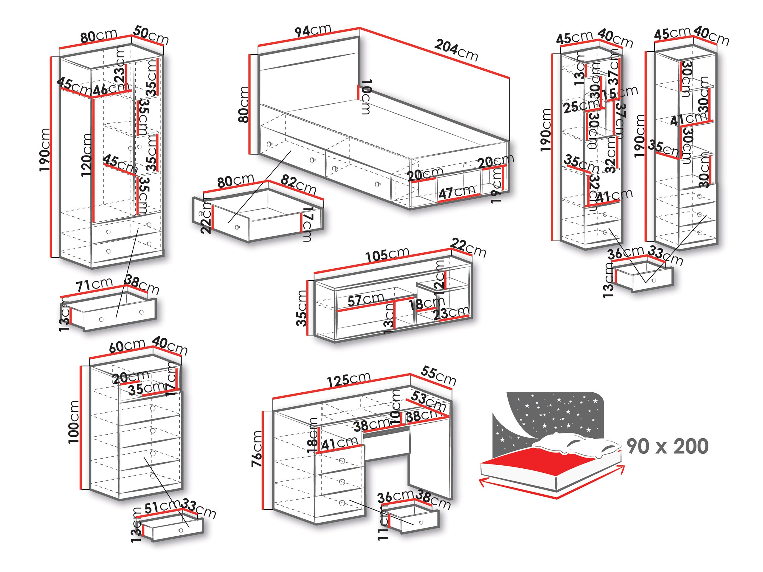 Set nameštaja Tesmonu 118