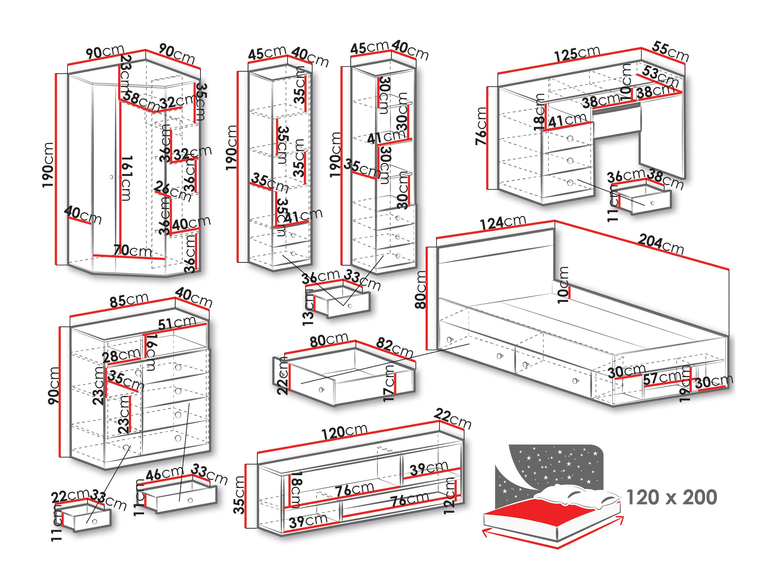 Set nameštaja Tesmonu 119