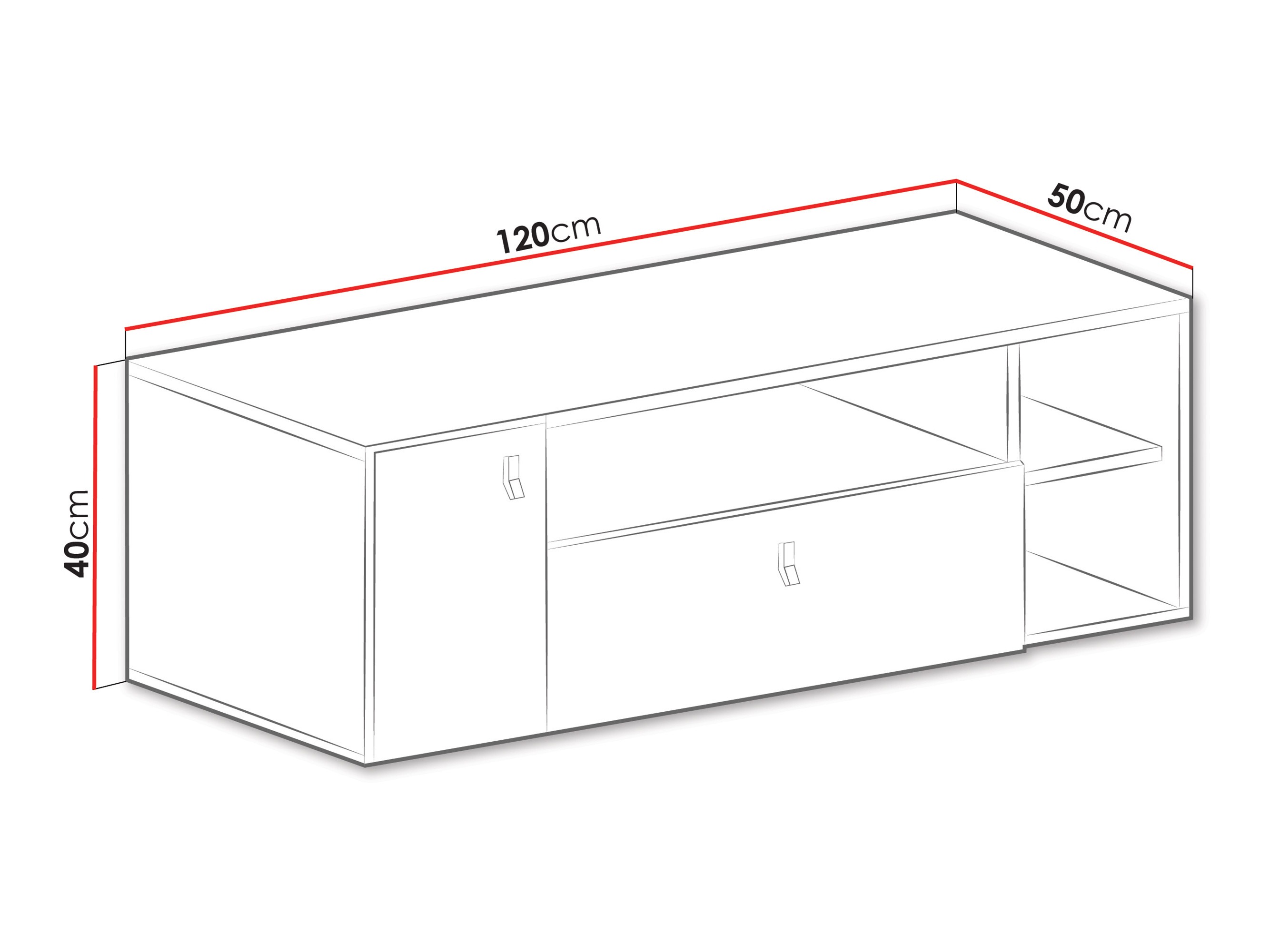 TV komoda Camteso 108 (Belo + Hrast + Tirkizna)