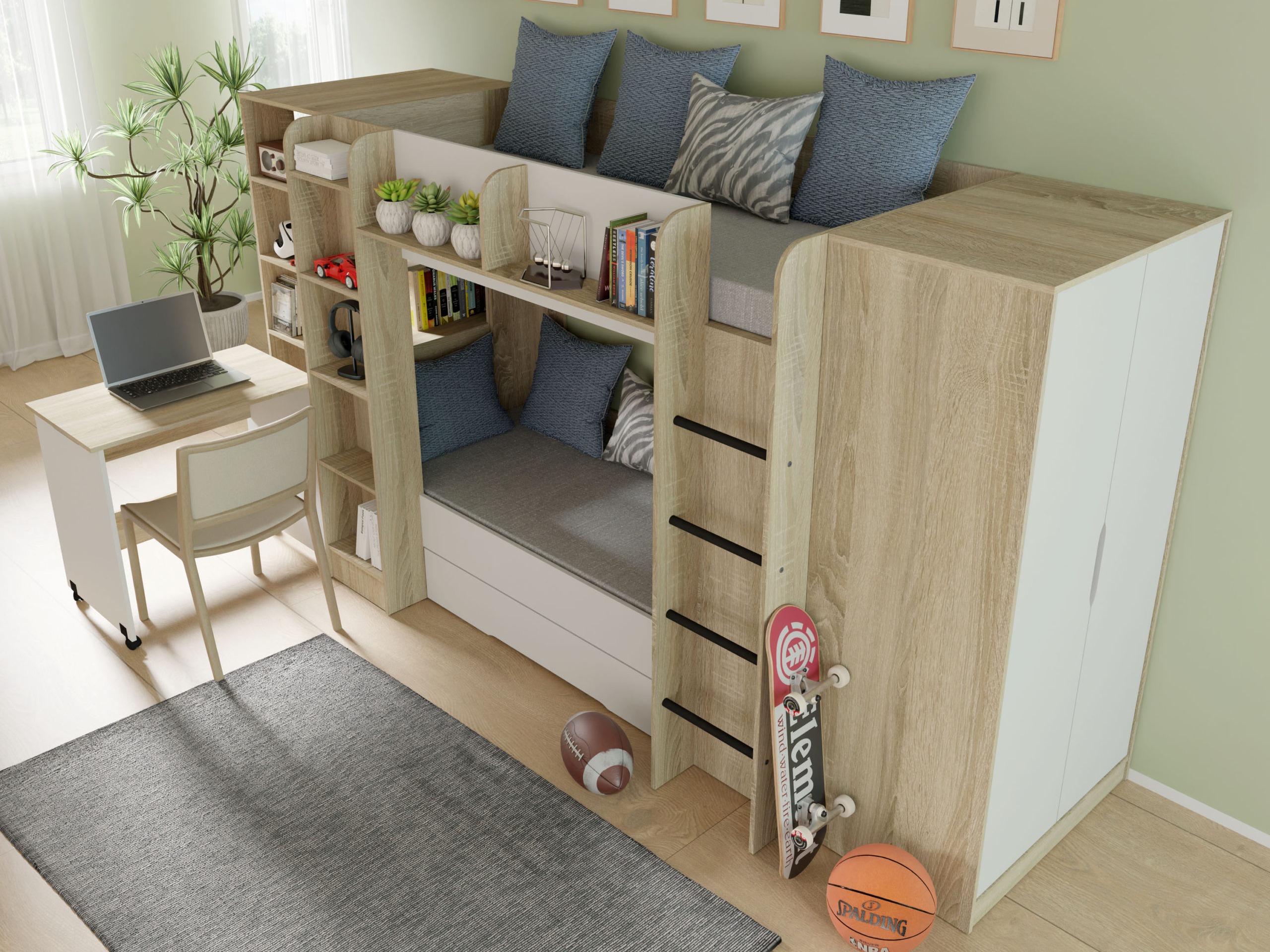 Kancelarijski sto Elitenu 100 (Sonoma hrast + Belo)