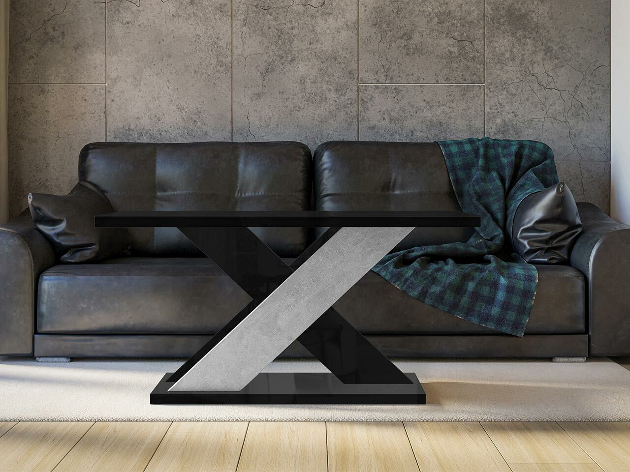 Stočić za kafu Goodyear 116 (Sjajno crna + Beton)