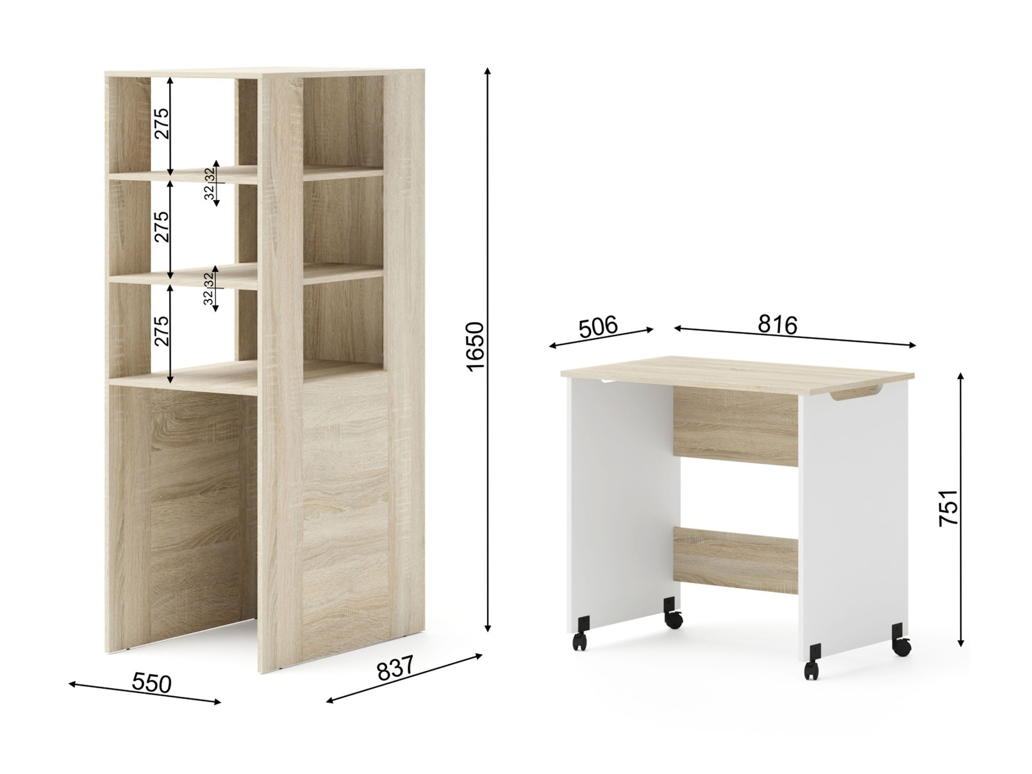 Dečija soba Elitenu 105 (Sonoma hrast + Belo)