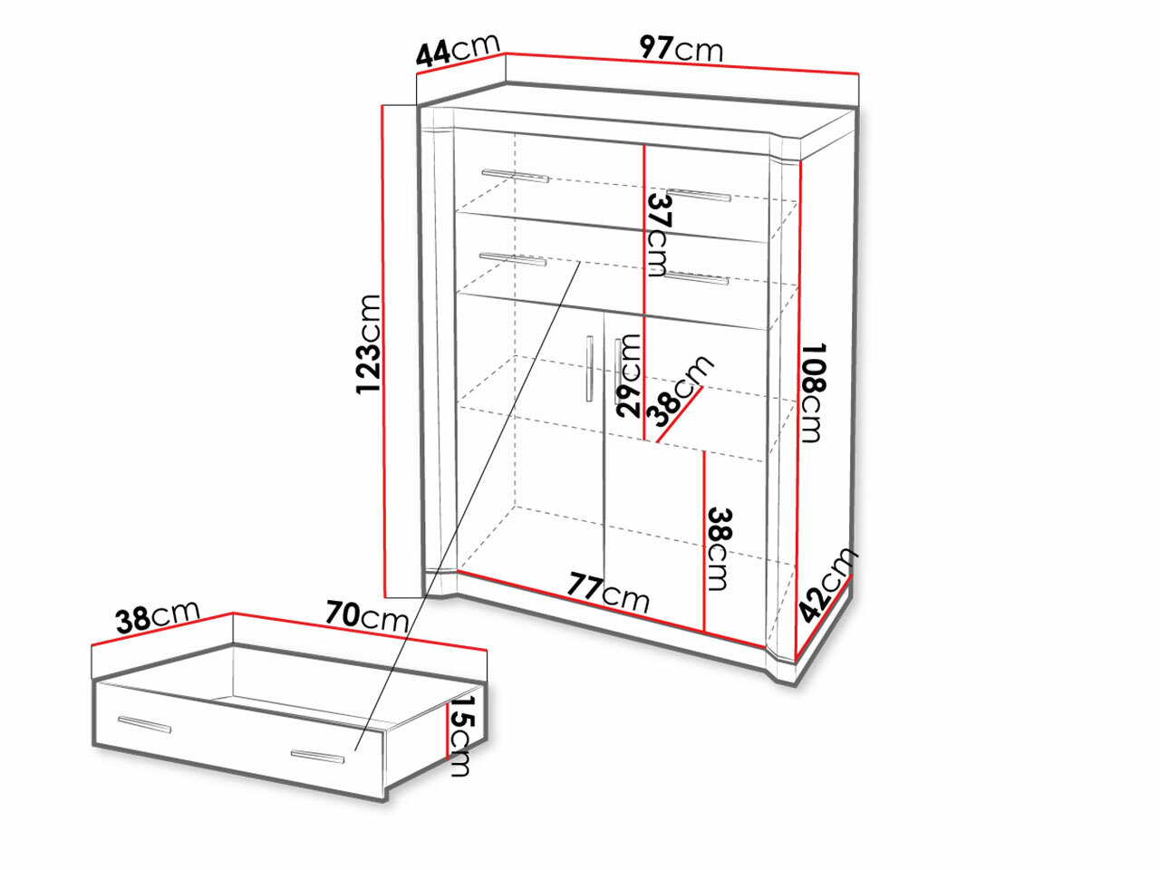 Komoda Lorelie 105 (Trufel hrast)