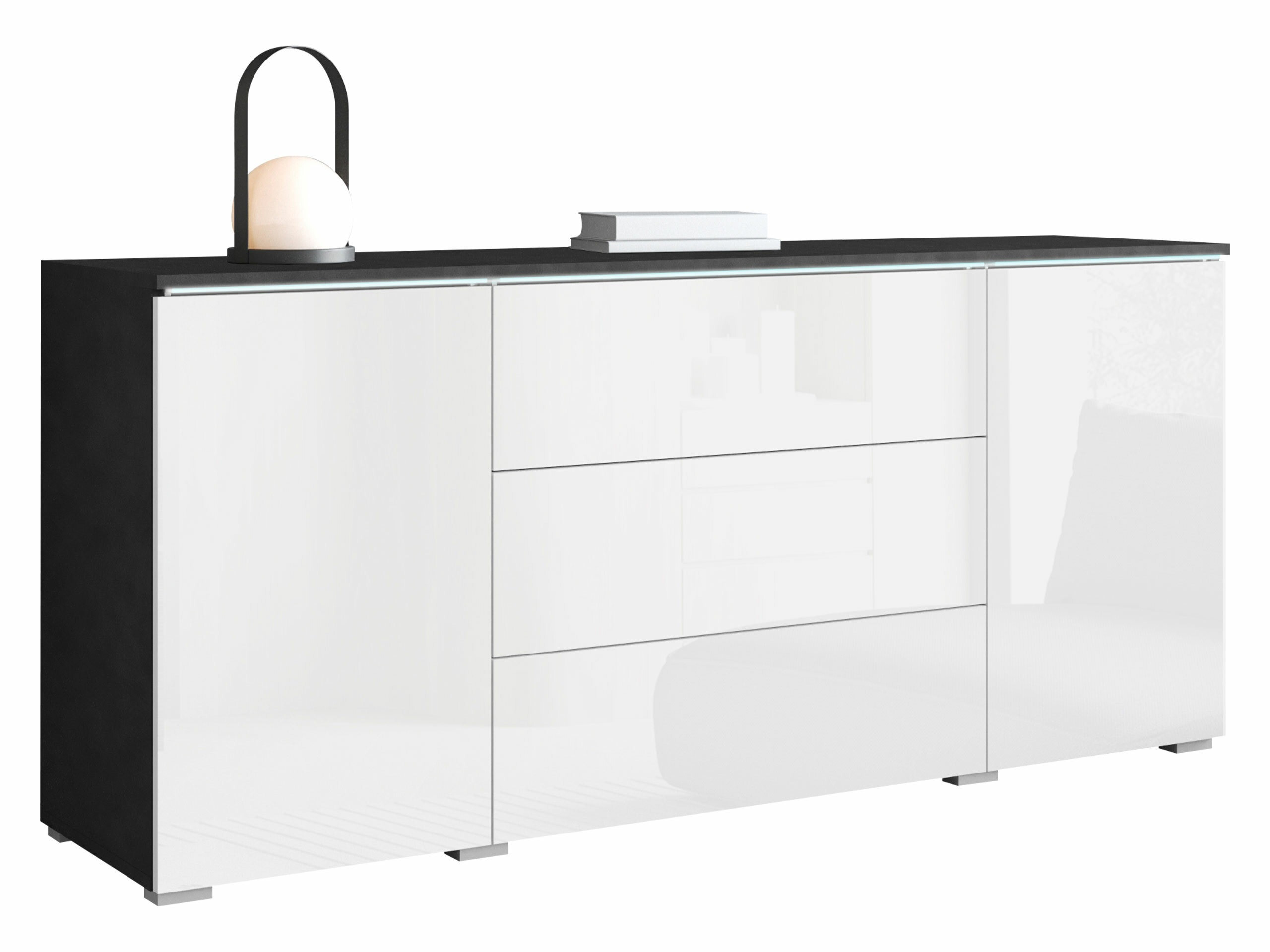 Komoda Mirfivo 102 (Matera siva + Sjajno belo)