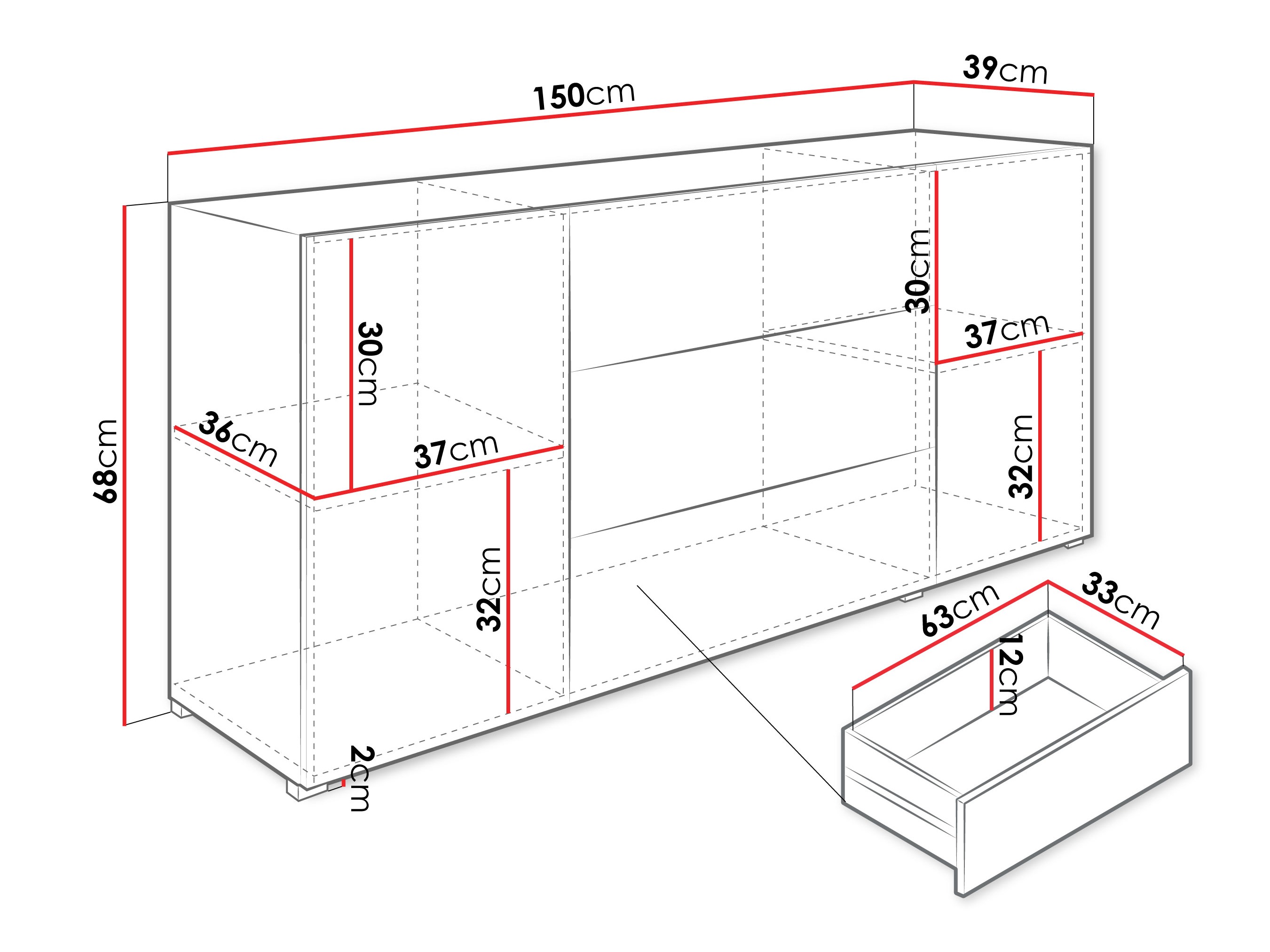 Komoda Sarasota 191 (Hrast Votan + Grafit)
