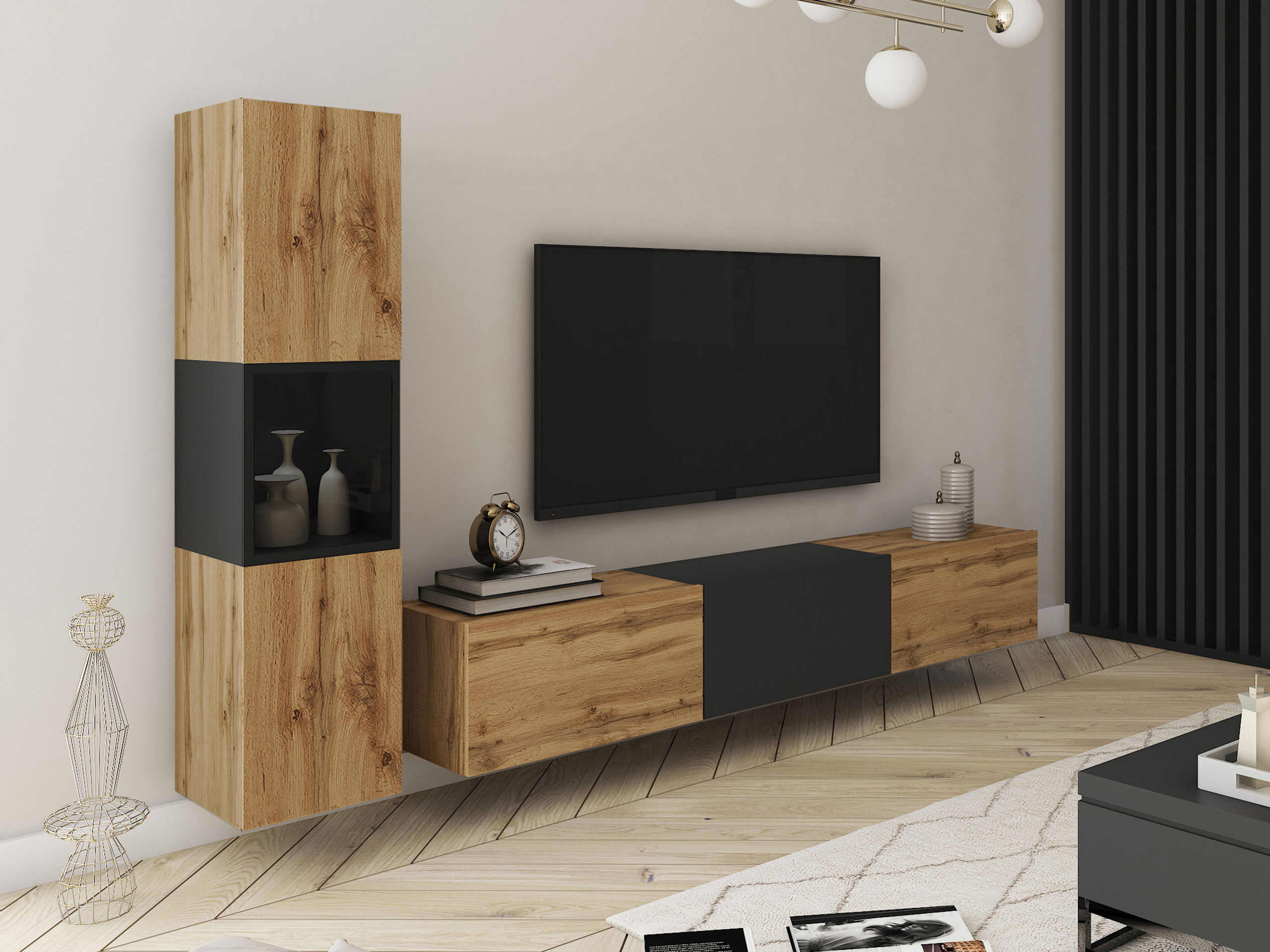 Set za dnevnu sobu Sarasota 192 (Hrast Votan + Grafit)
