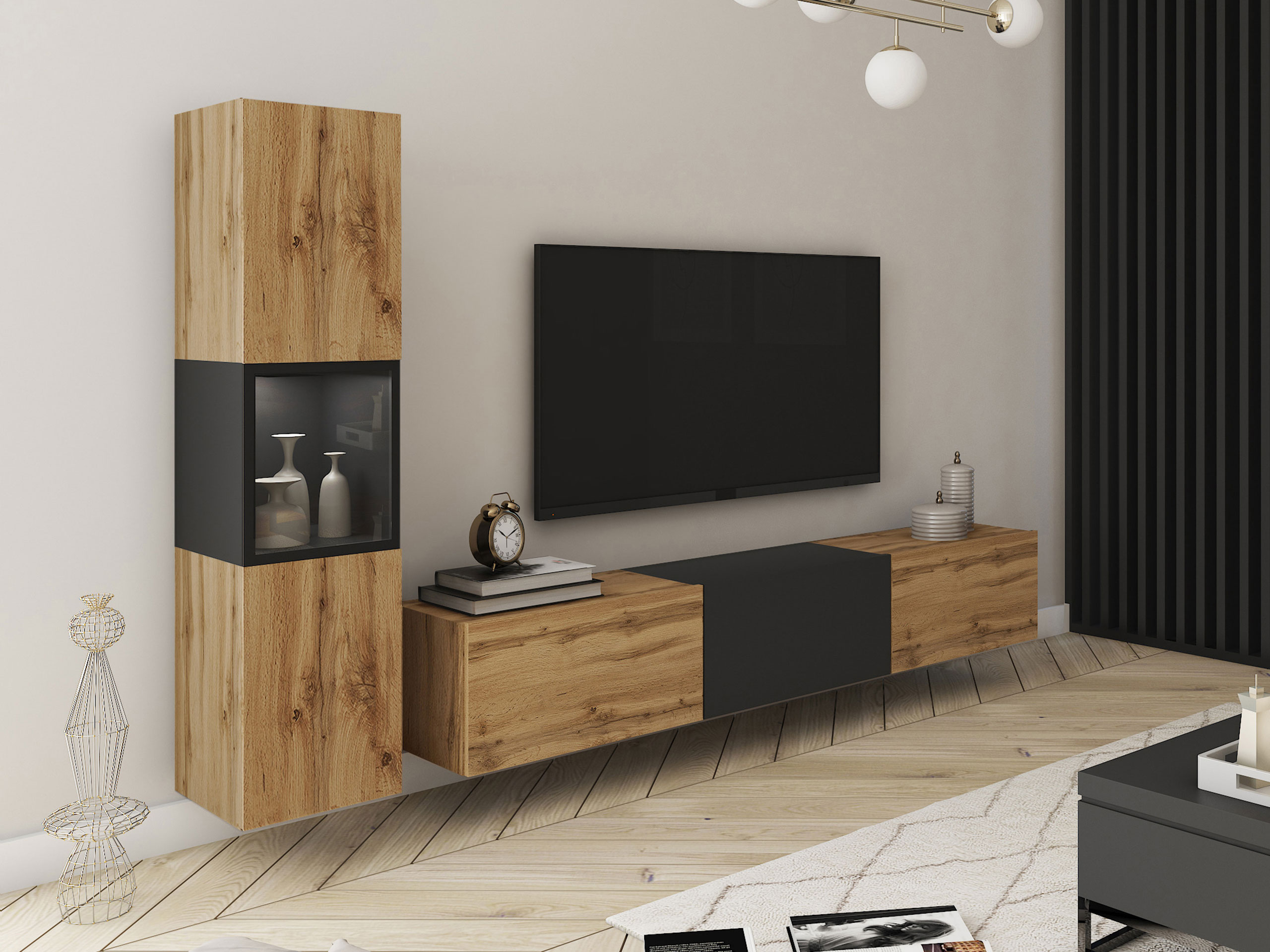 Set za dnevnu sobu Sarasota 192 (Hrast Votan + Grafit)