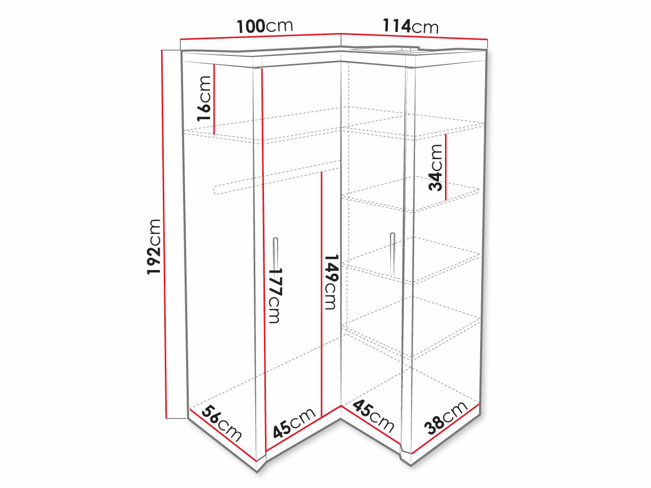 Ugaoni ormar Lorelie 119 (Trufel hrast)