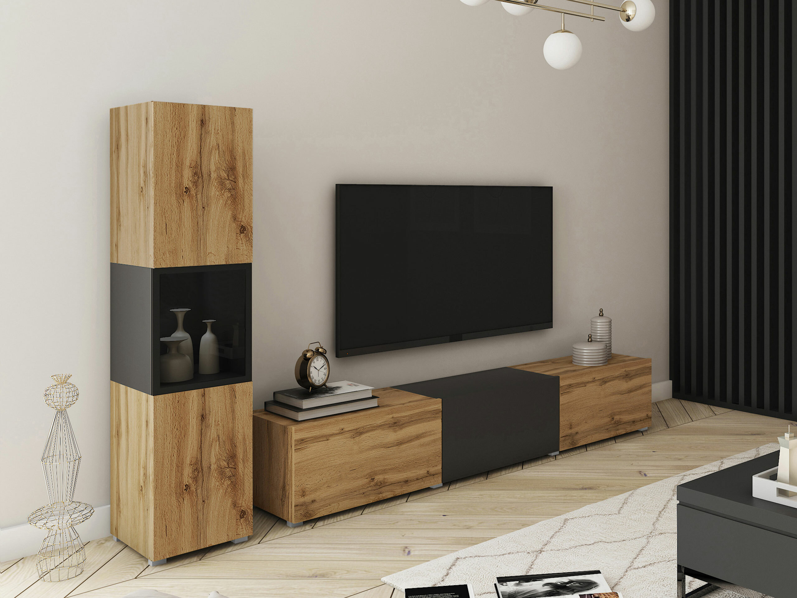 Set za dnevnu sobu Sarasota 192 (Hrast Votan + Grafit)