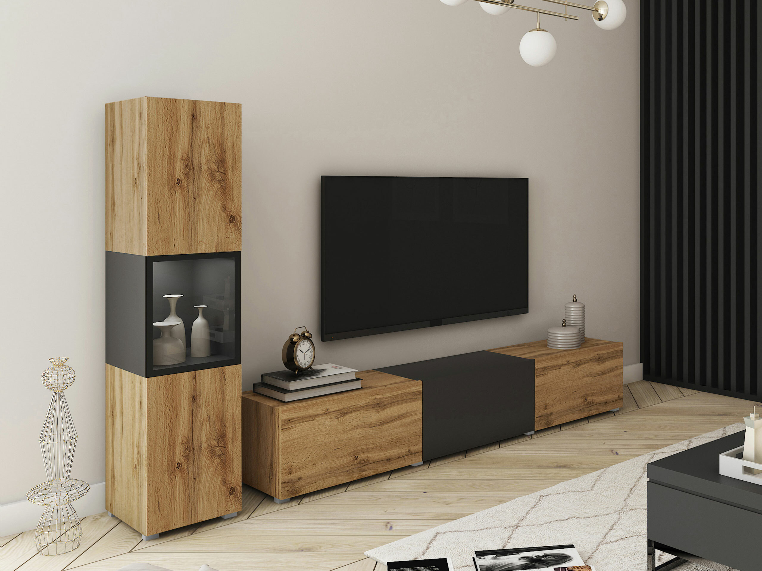 Set za dnevnu sobu Sarasota 192 (Hrast Votan + Grafit)