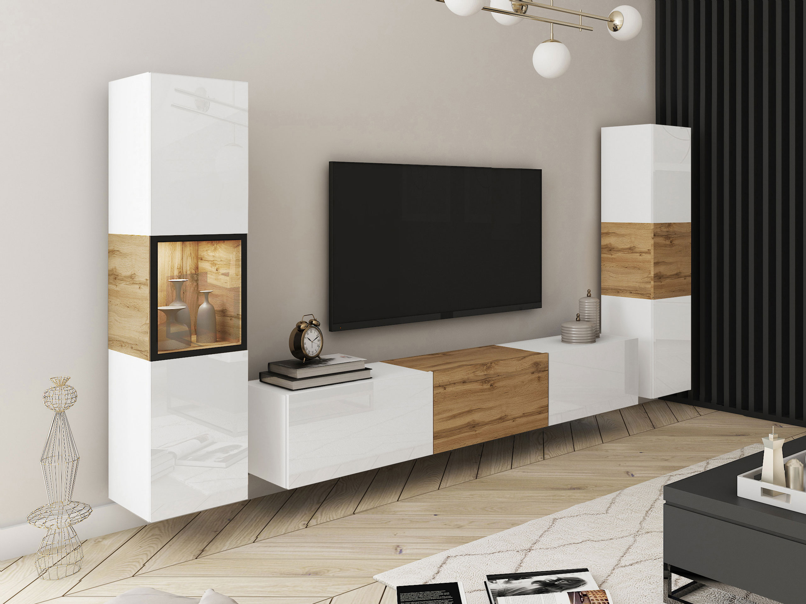 Set za dnevnu sobu Sarasota 193 (Belo + Hrast Votan)