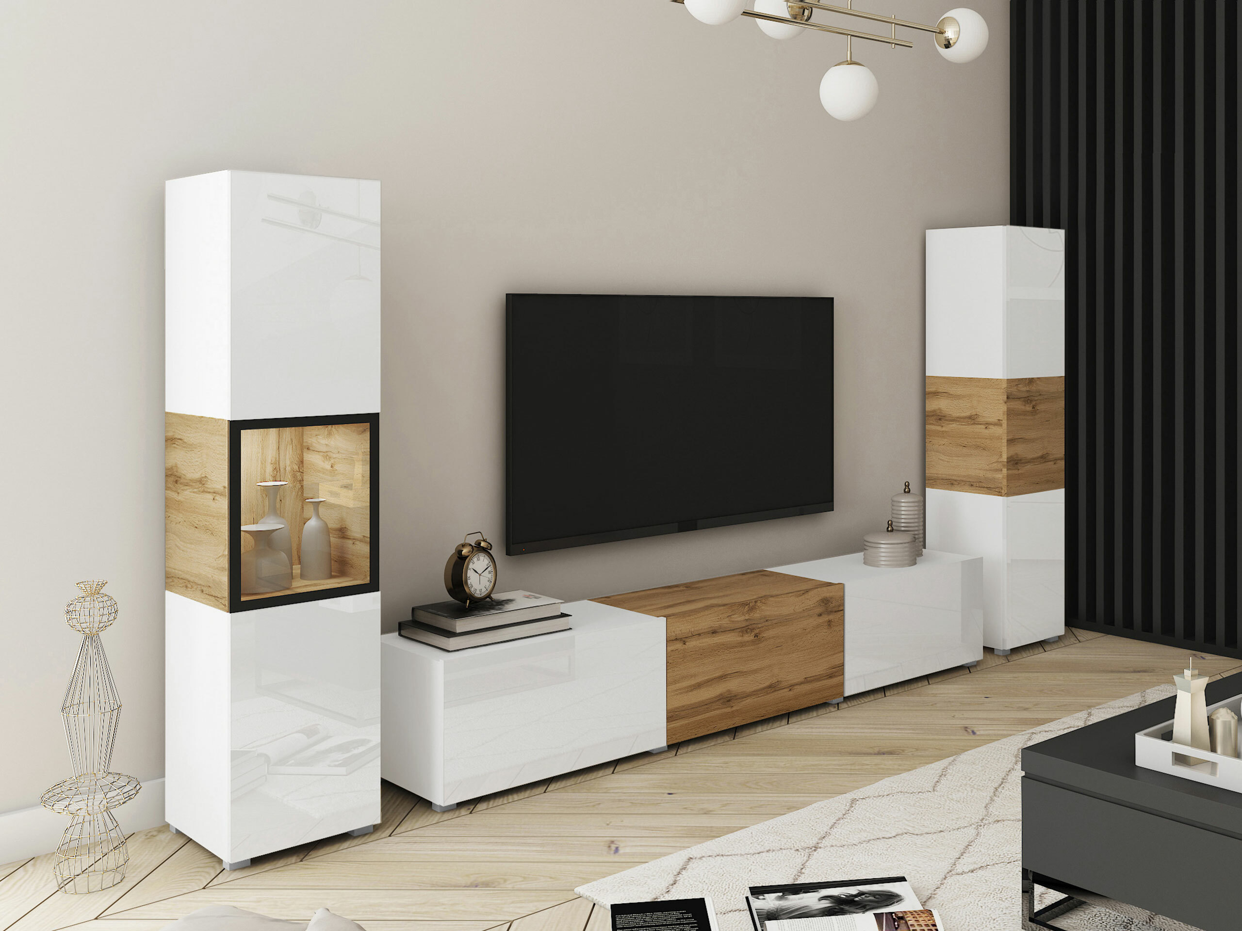 Set za dnevnu sobu Sarasota 193 (Belo + Hrast Votan)