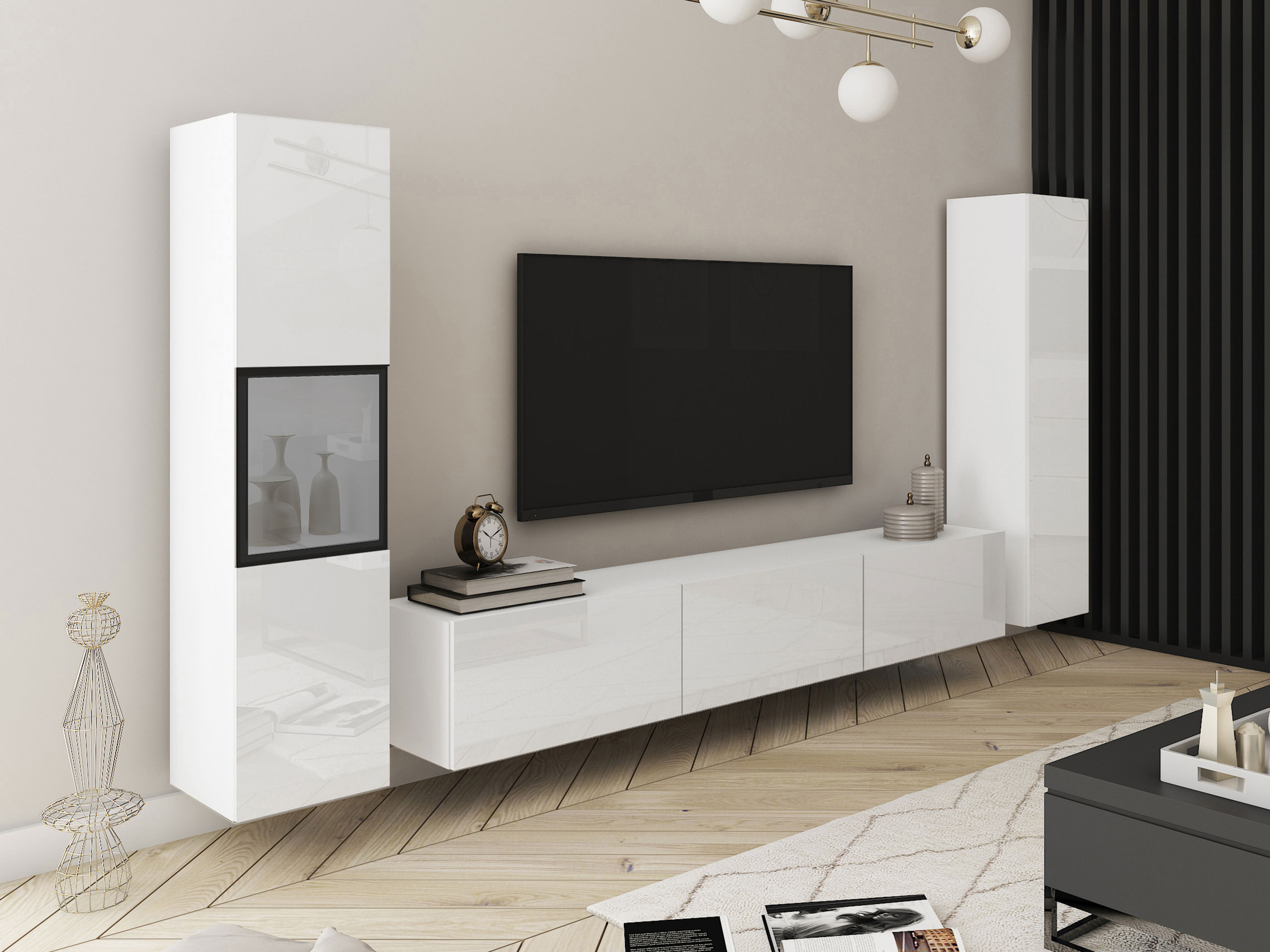 Set za dnevnu sobu Sarasota 193 (Belo + Sjajno belo)